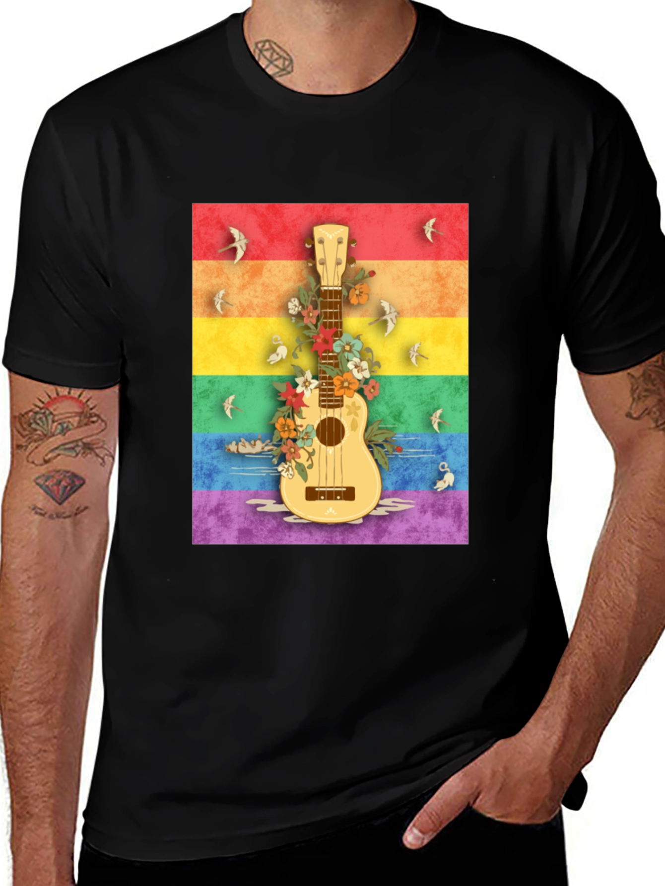Variant 5 of Rainbow Ukulele Graphic Tee