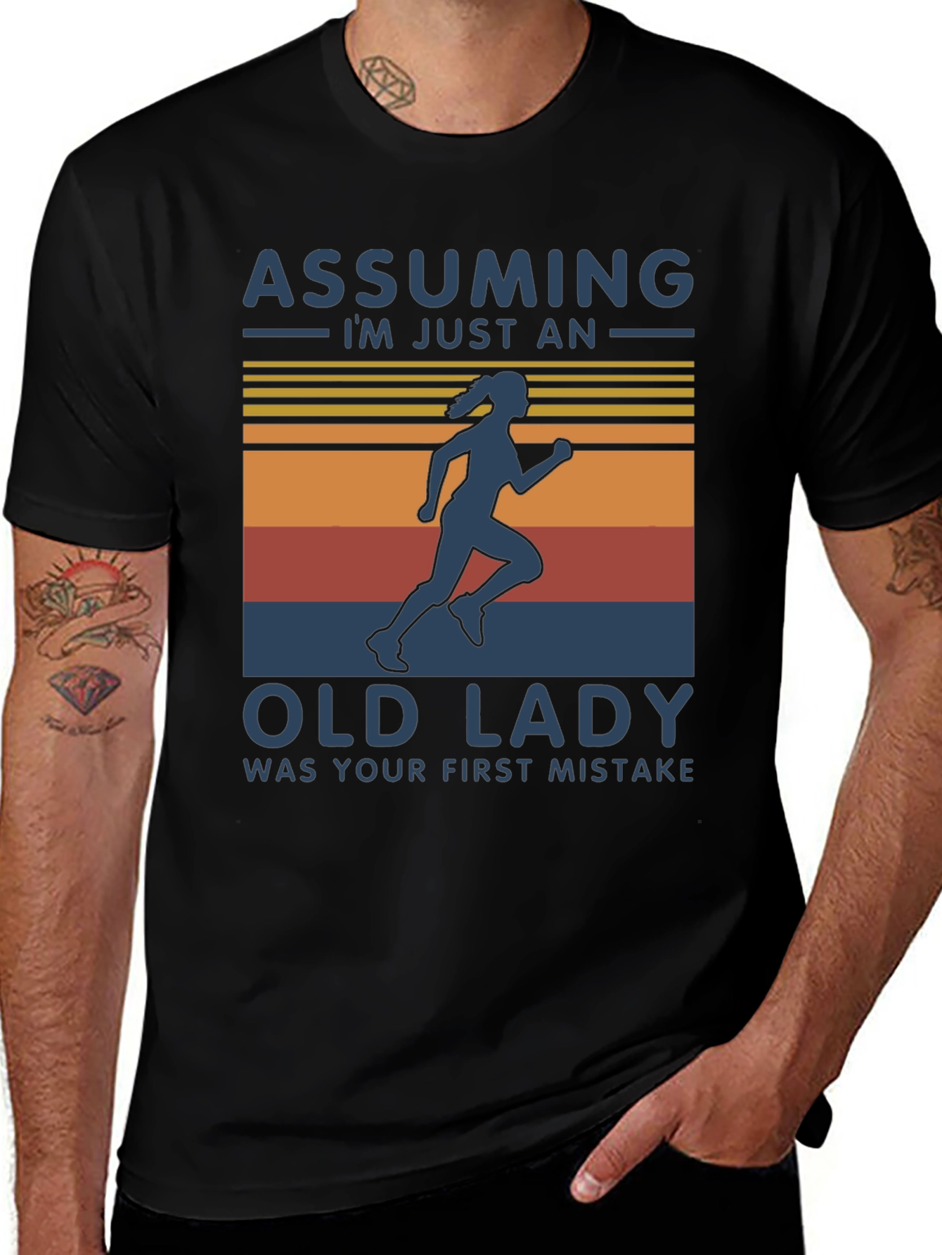 Variant 6 of Assuming Old Lady Black Graphic T-Shirt