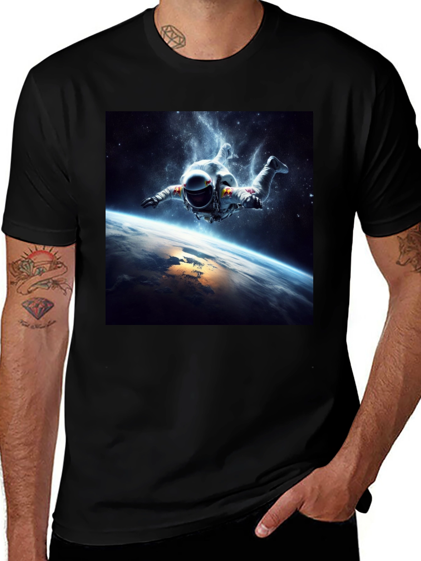 Variant 19 of Astronaut Space T-Shirt - Black Graphic Tee