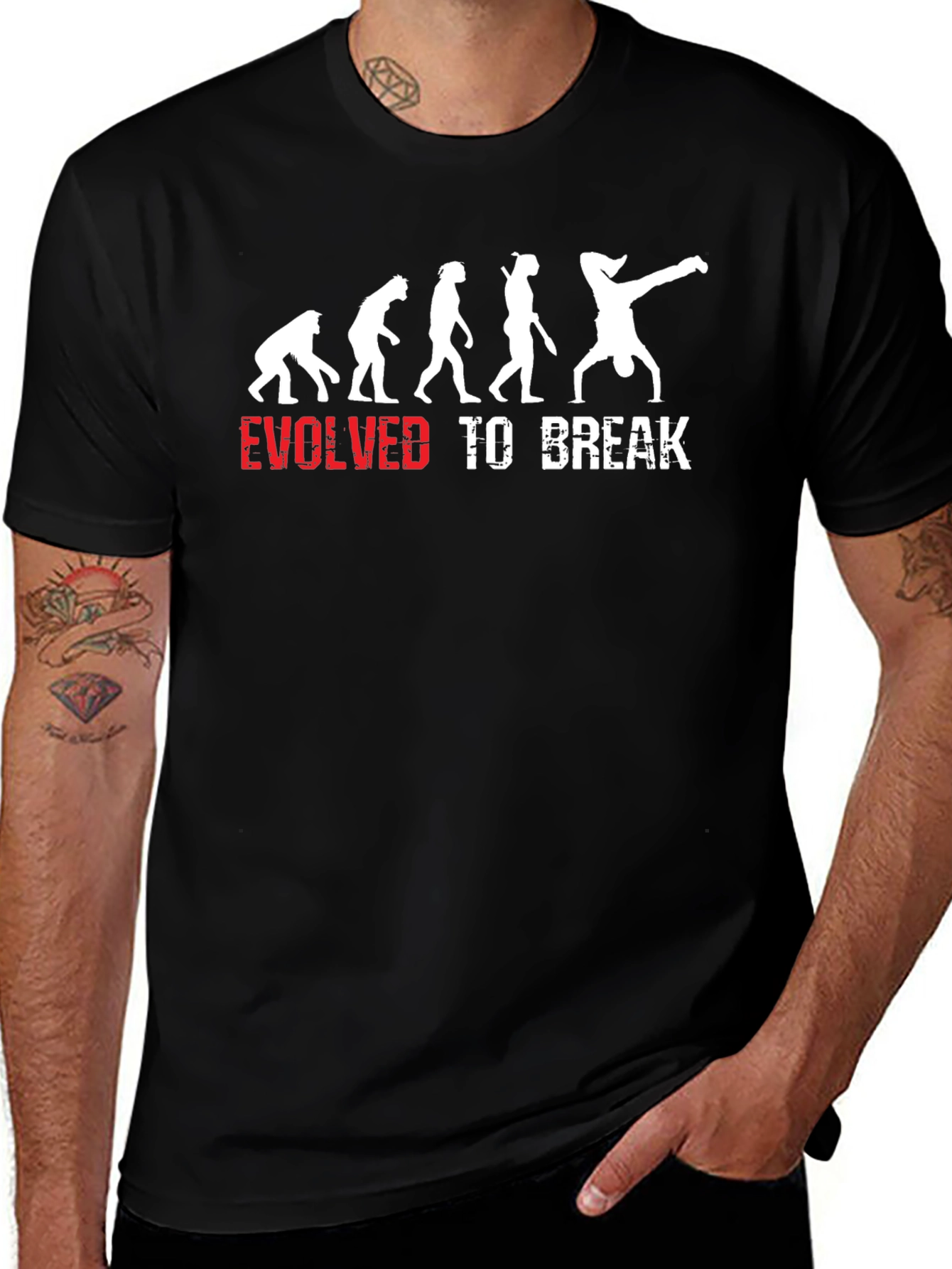 Variant 6 of Evolved to Break Dance T-Shirt - Black Cotton Tee