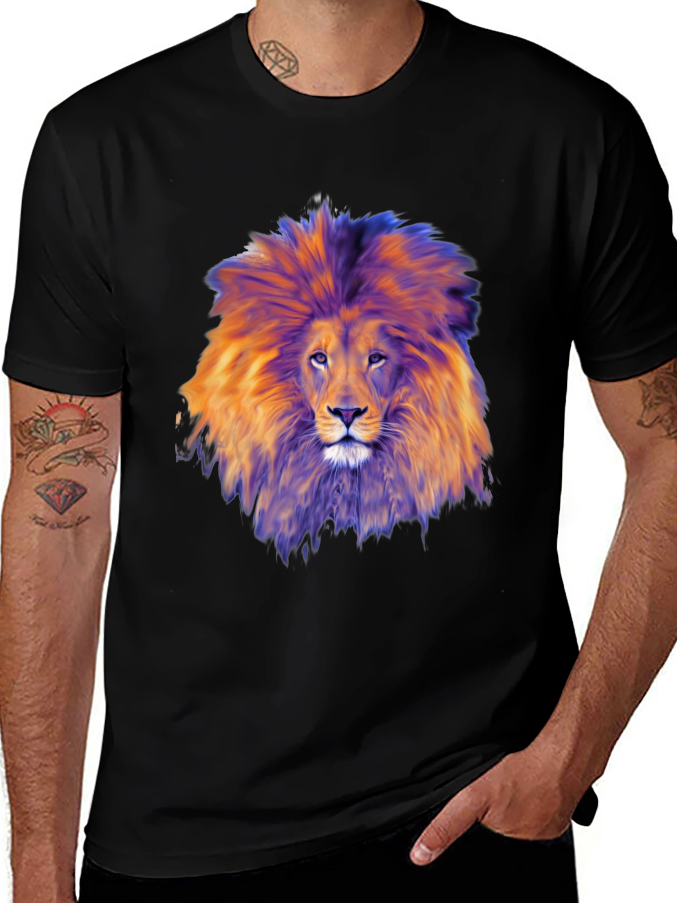 Variant 26 of Lion Graphic Black T-Shirt