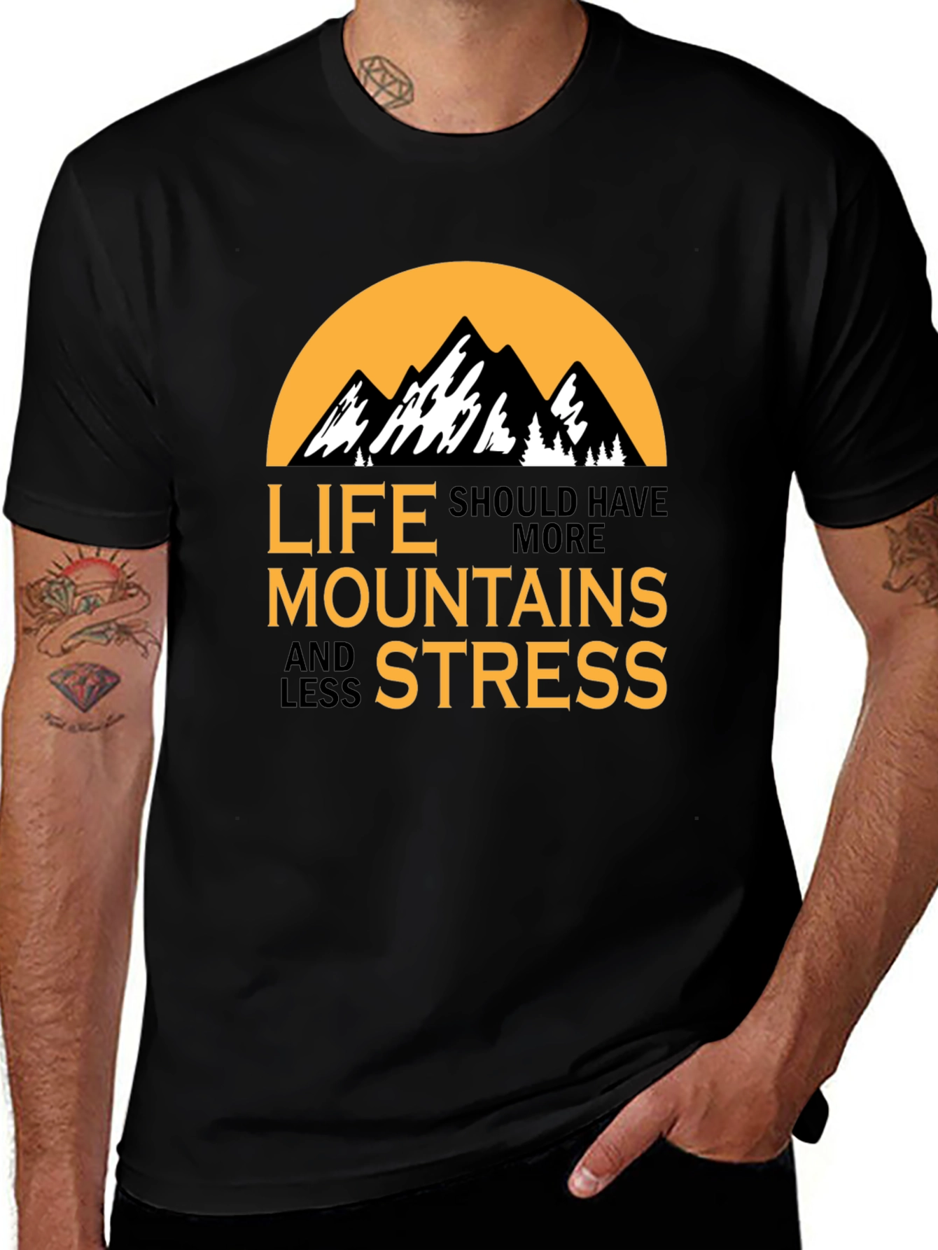 Variant 4 of Mountains and Less Stress Graphic T-Shirt