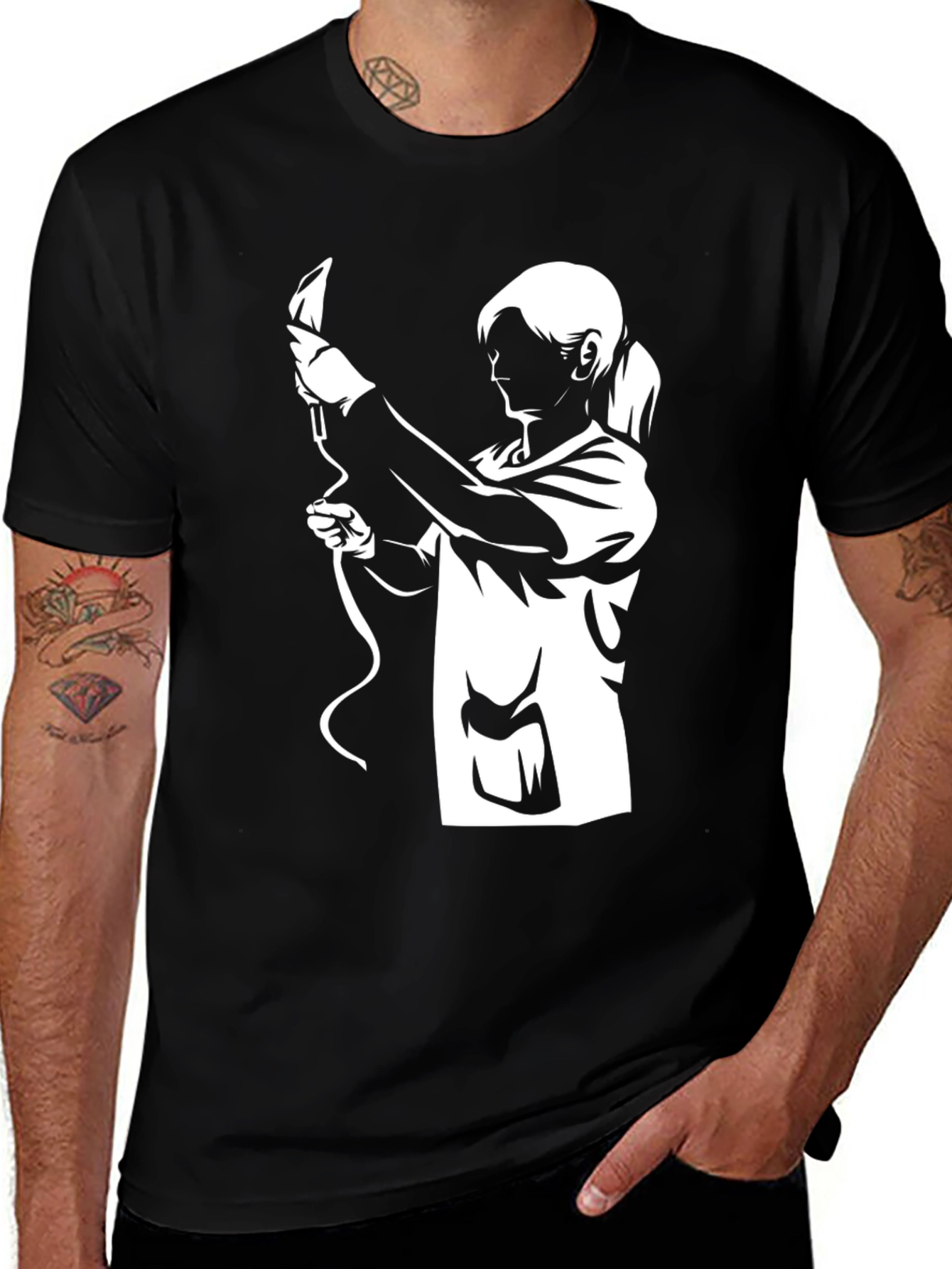 Variant 12 of Black T-Shirt with Medical Worker Graphic