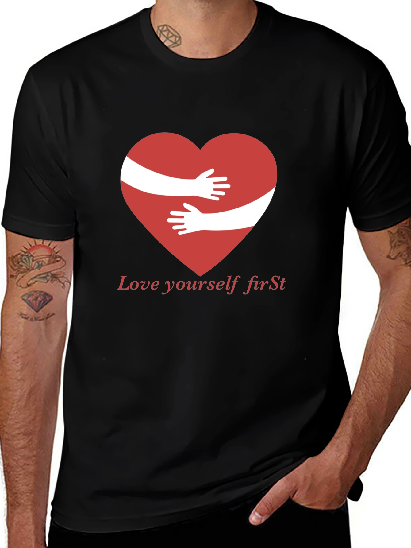 Love Yourself First Hug Heart T-Shirt