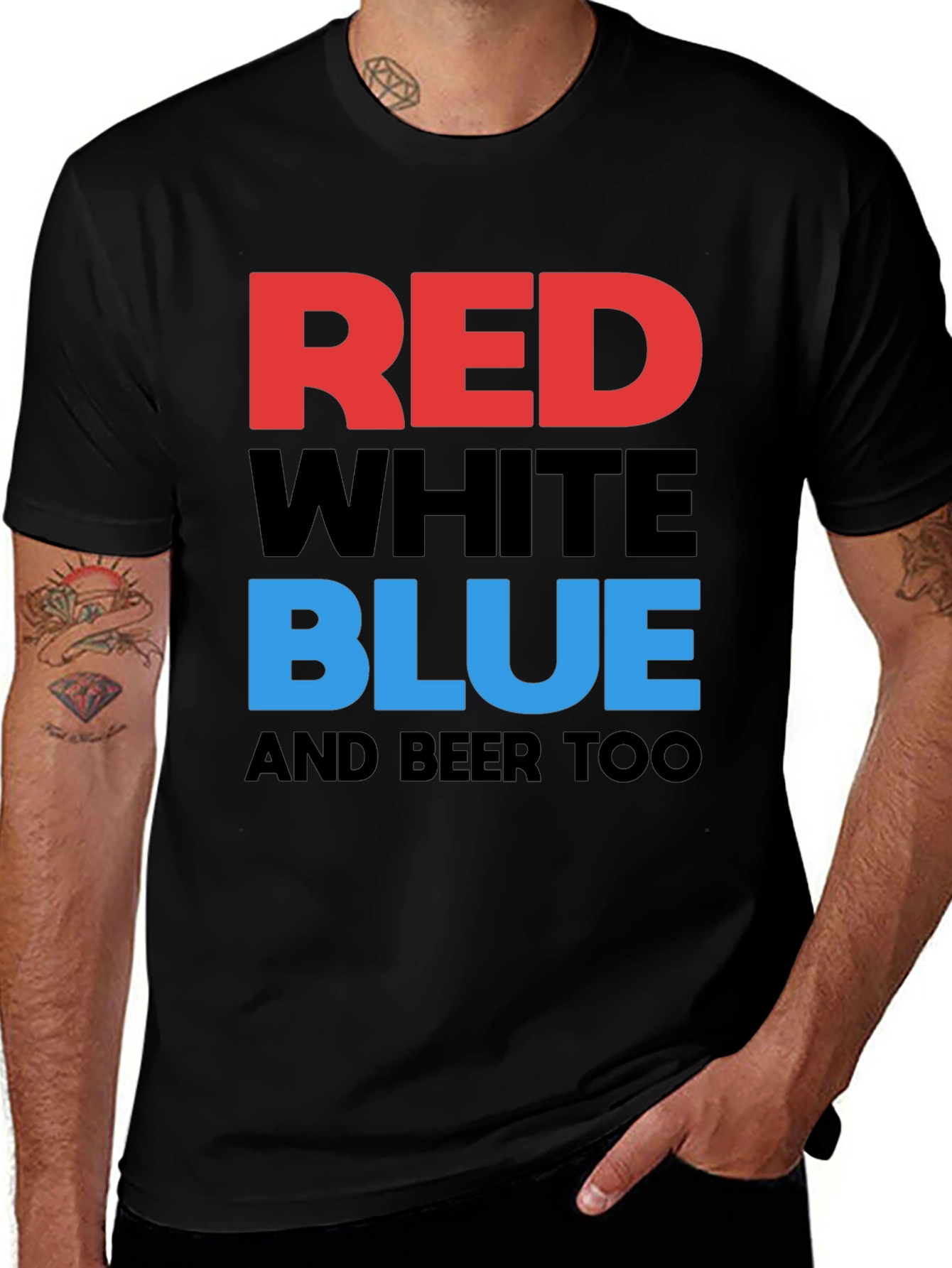 Variant 11 of Red, White, Blue & Beer Too Graphic Tee