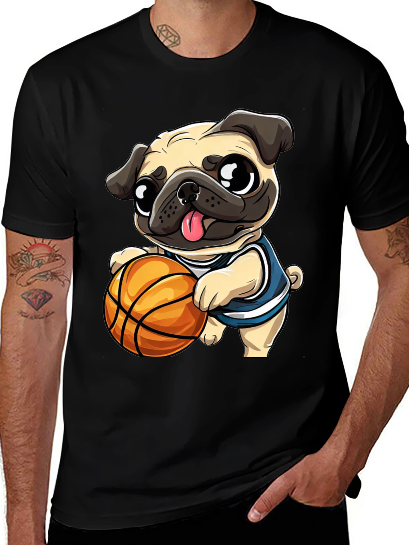 Variant 3 of Basketball Pug Graphic Tee