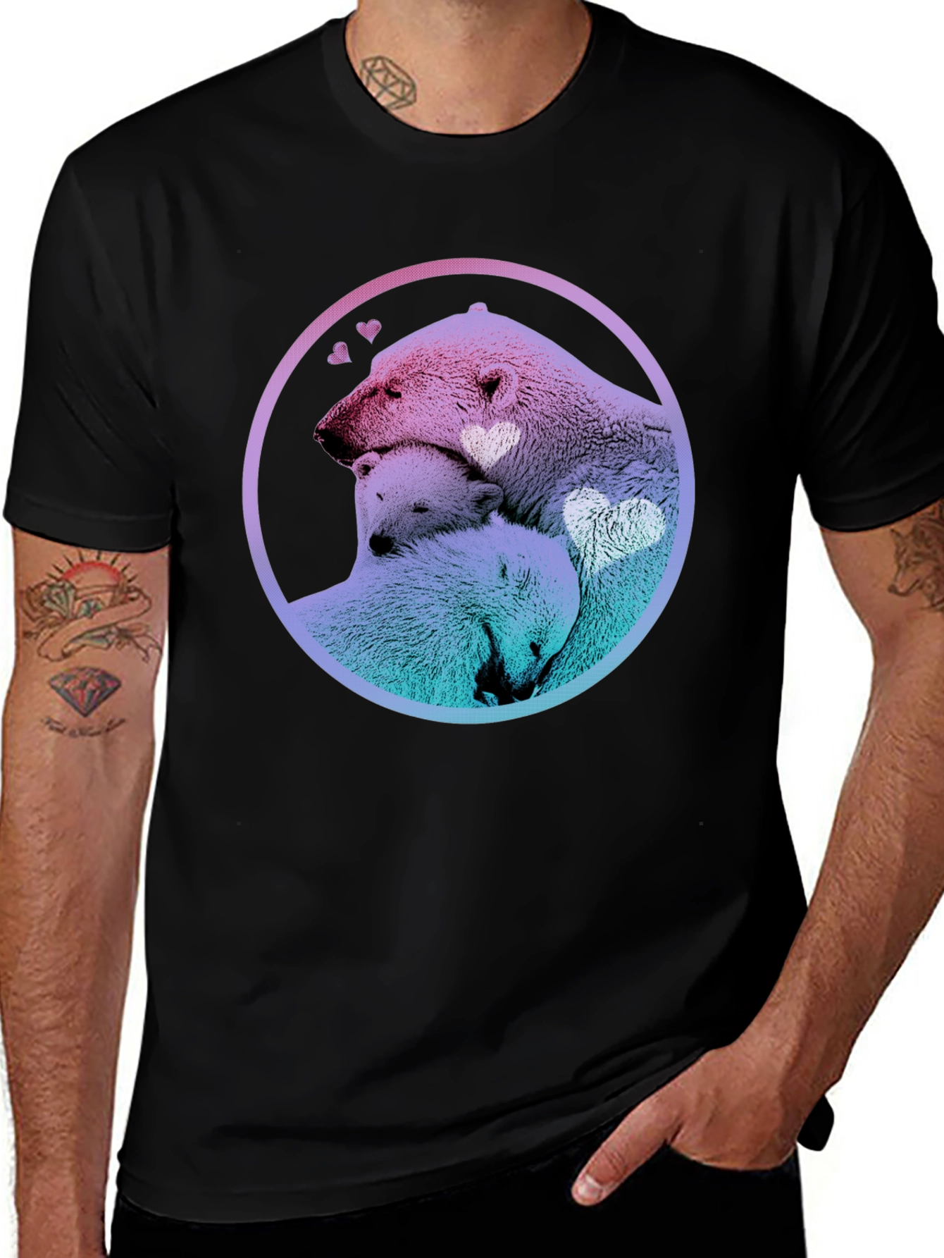 Variant 26 of Polar Bear Family Tee - A Heartwarming Design