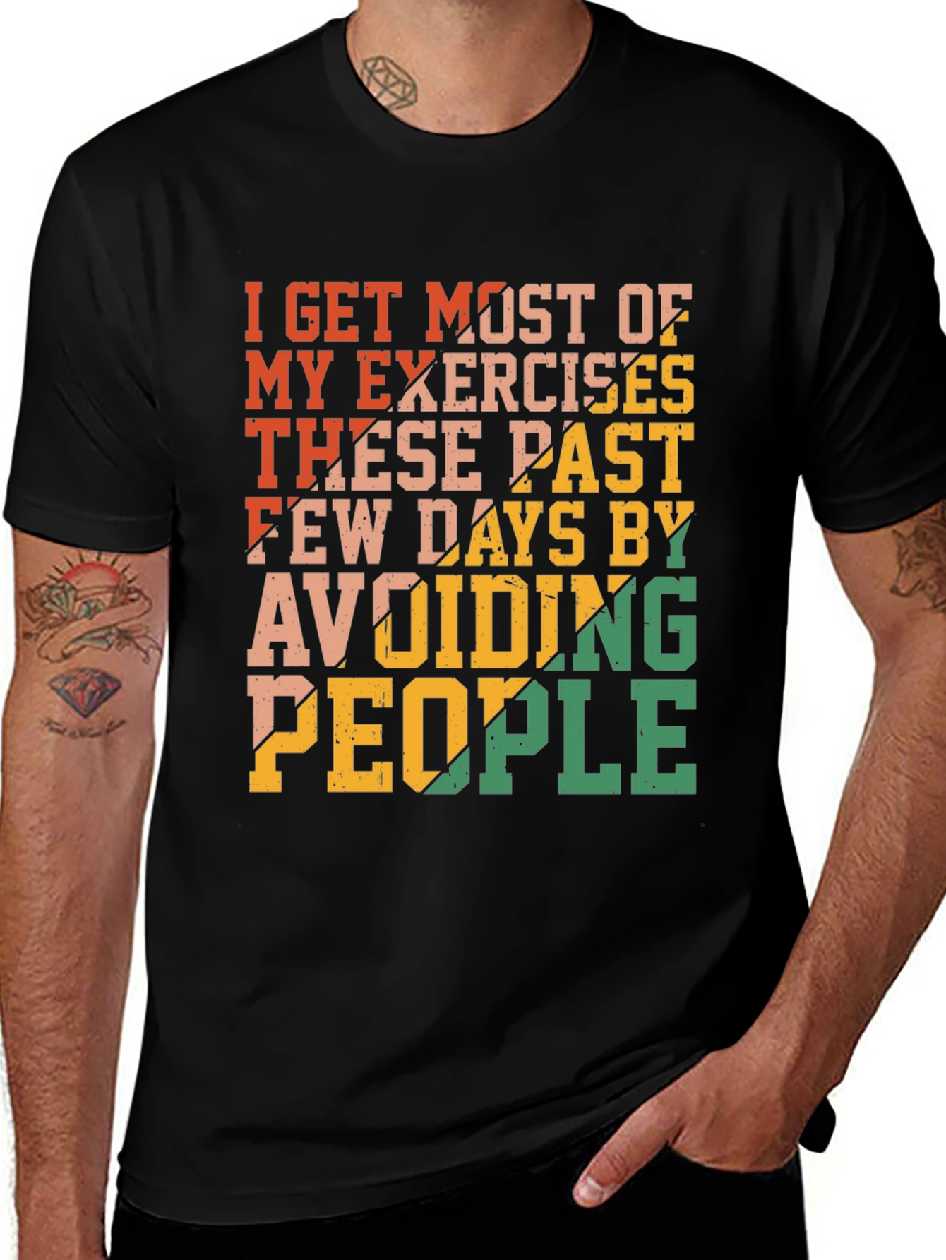 Variant 16 of Funny Exercise Avoid People Graphic T-Shirt