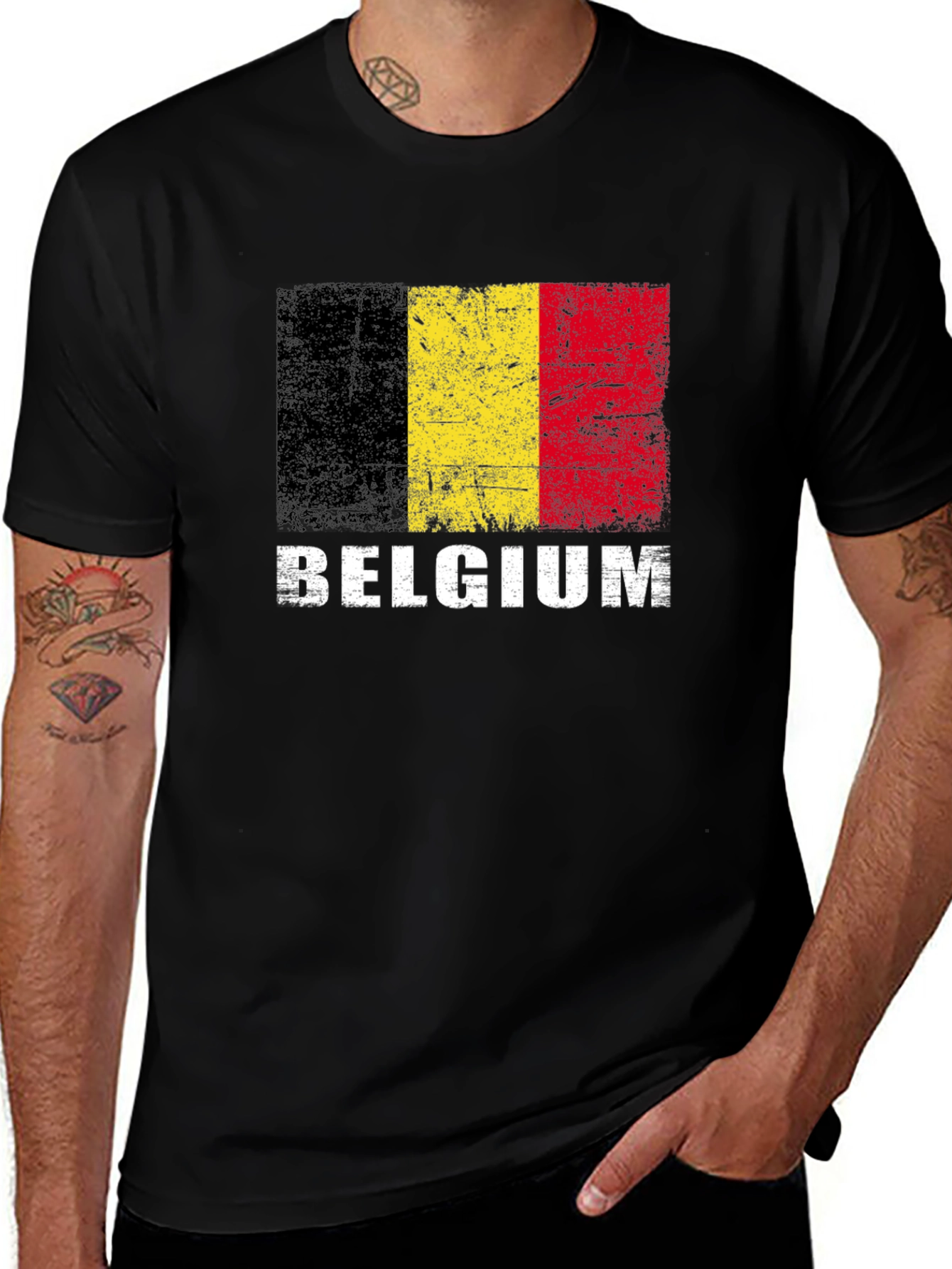 Variant 17 of Belgium Flag T-Shirt - Distressed Graphic Tee