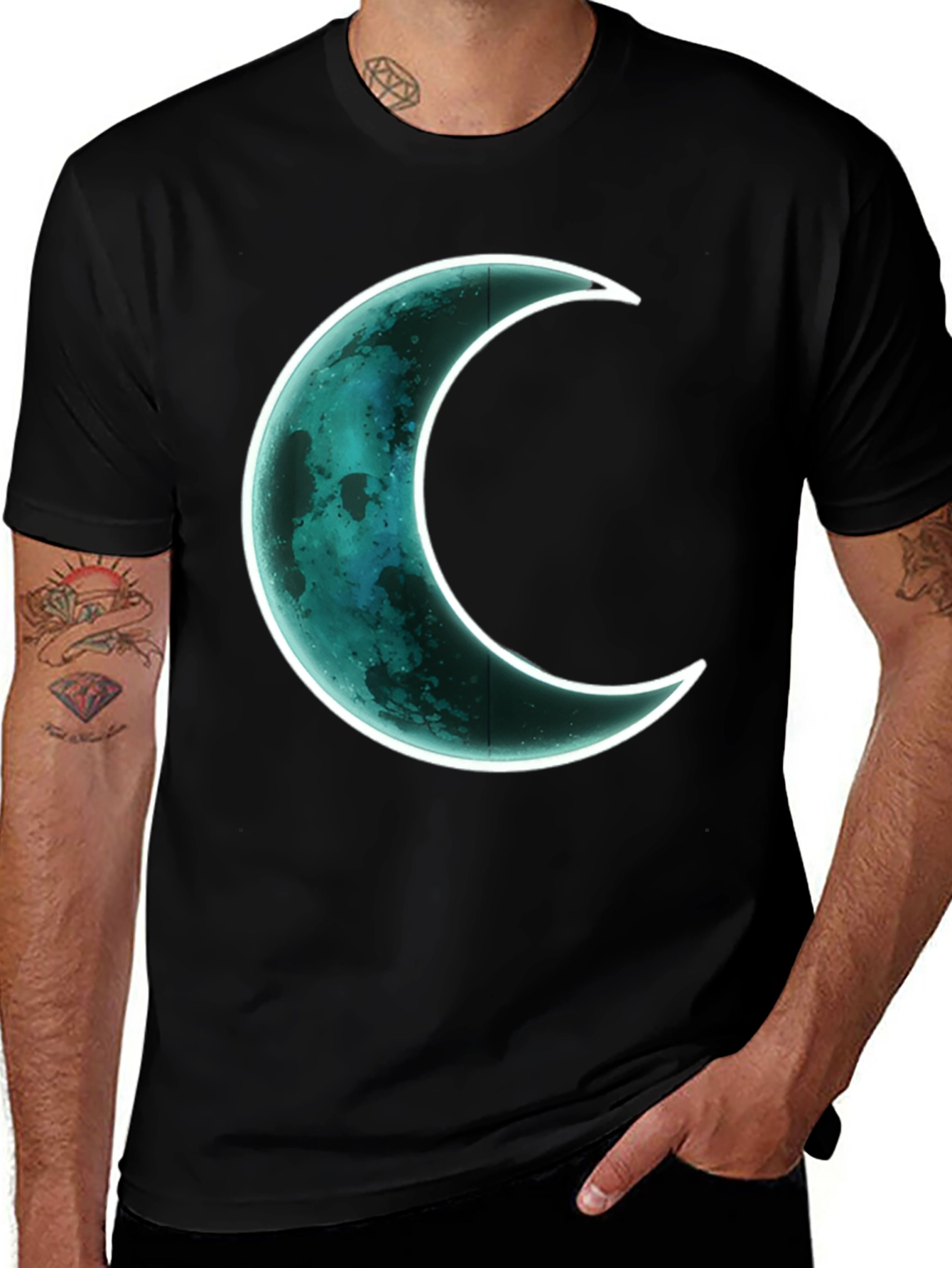 Variant 11 of Crescent Moon Graphic T-Shirt - Black