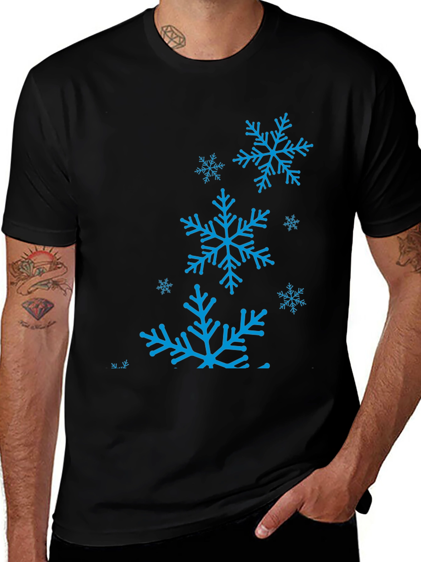 Variant 2 of Snowflake Patterned Black T-Shirt