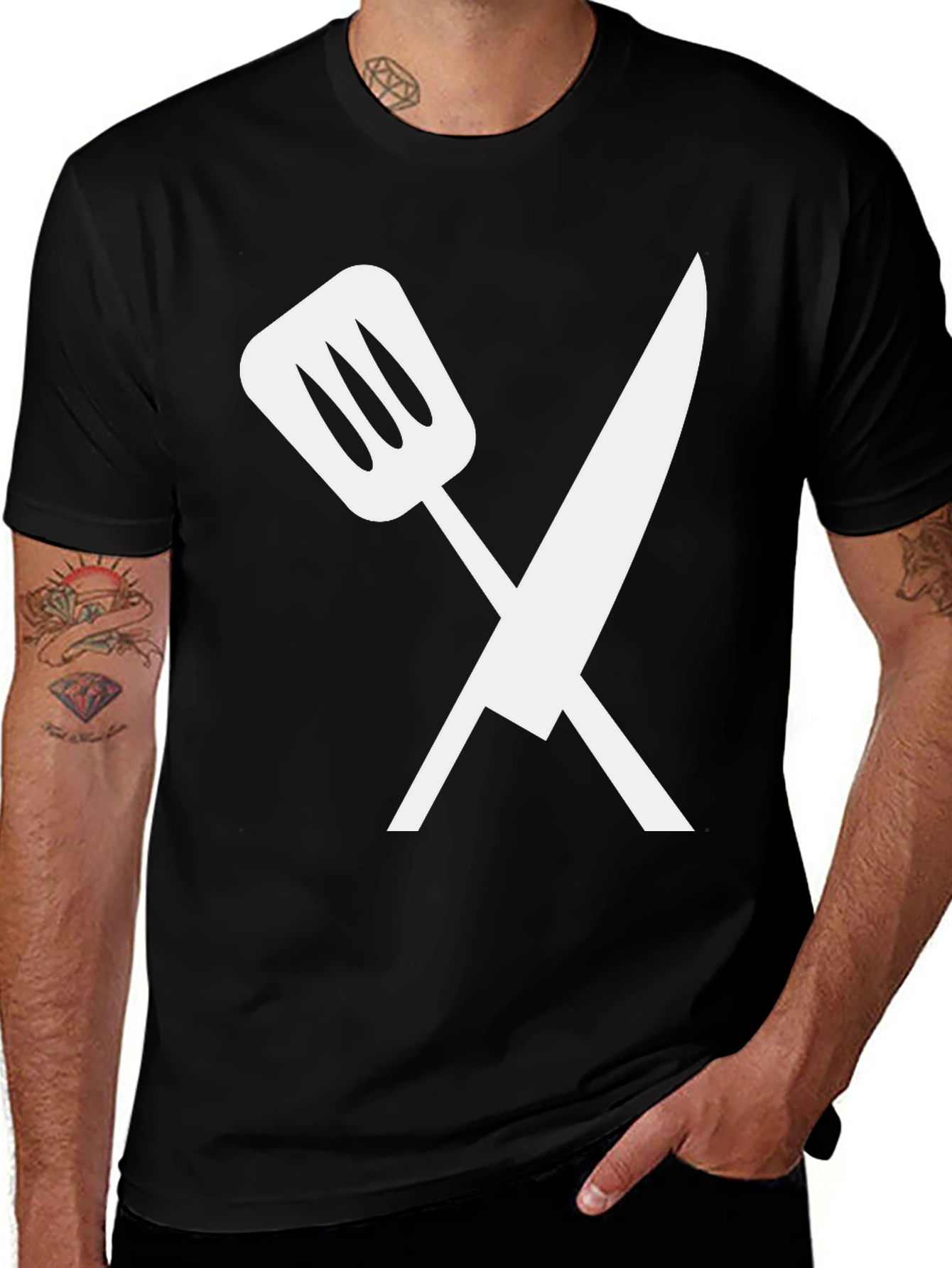 Variant 23 of Chef's Cross T-Shirt - Culinary Graphic Tee
