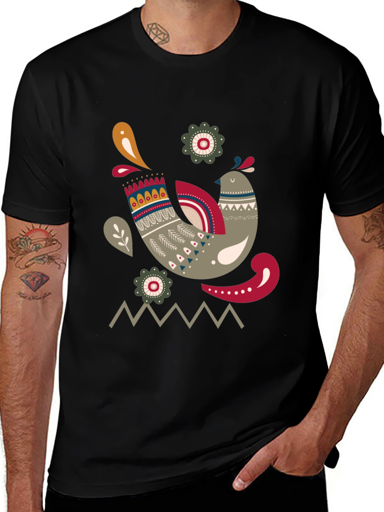 Variant 29 of Stylish Bird Graphic Black T-Shirt