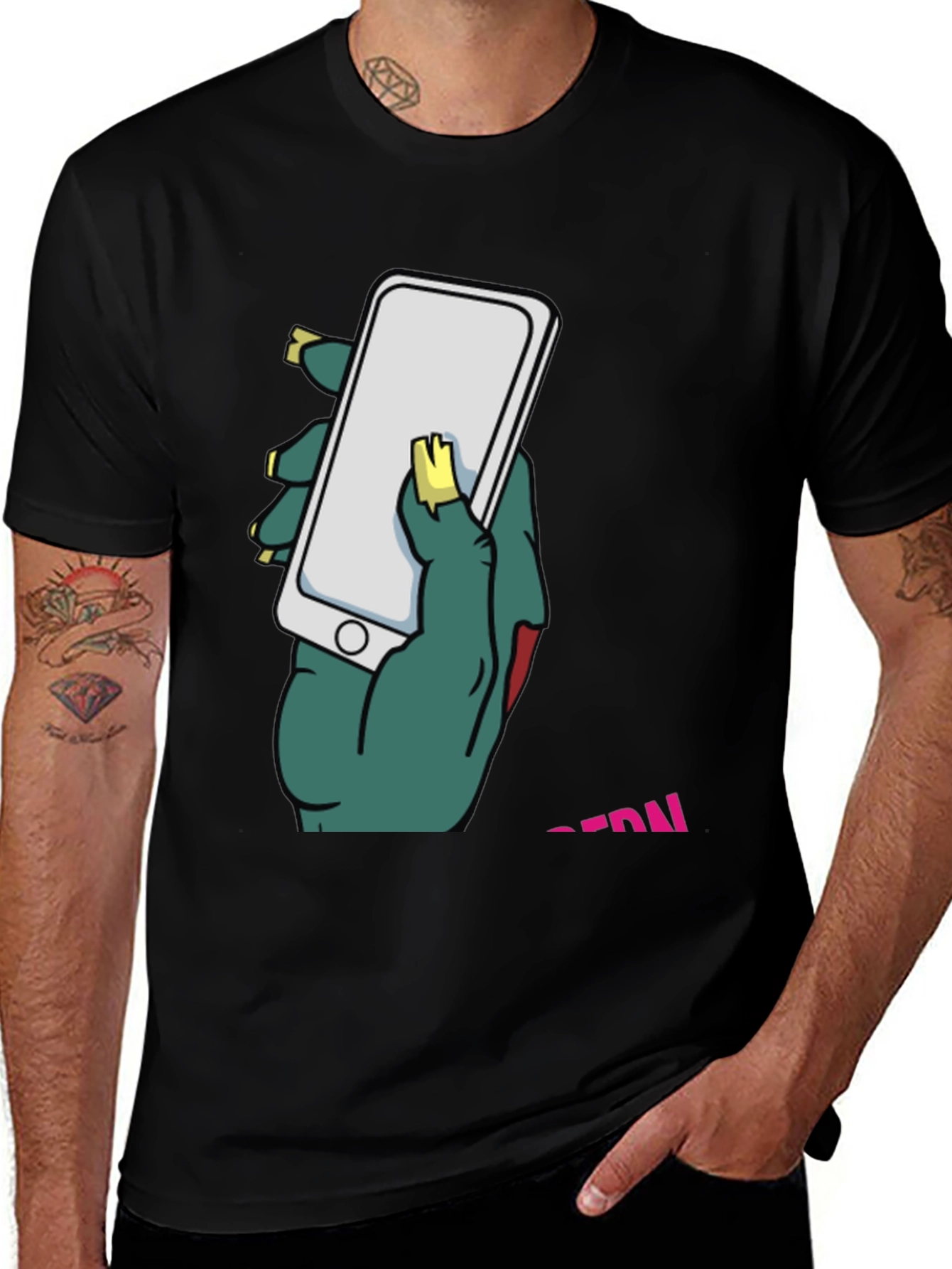 Variant 10 of Zombie Hand Holding Phone Graphic T-Shirt