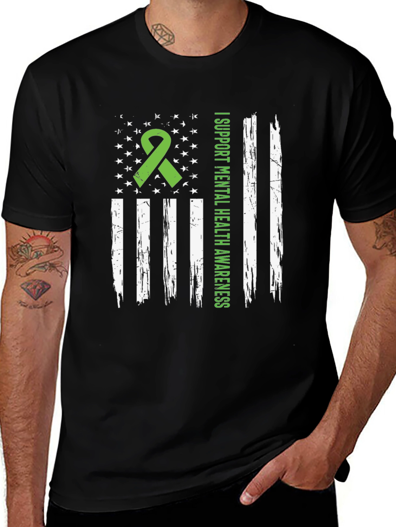 Variant 9 of Mental Health Awareness American Flag Graphic Tee