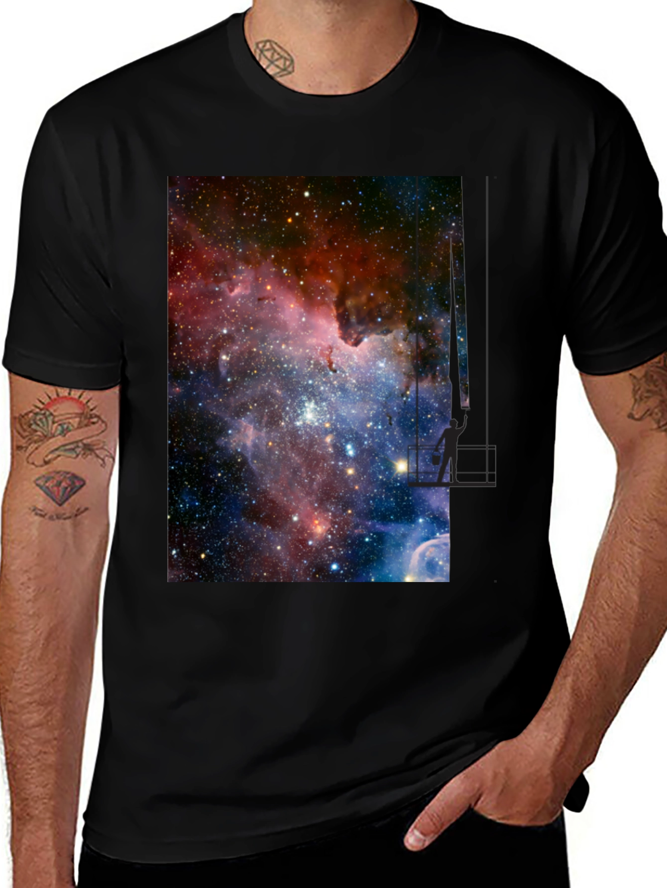 Variant 3 of Nebula Galaxy Graphic Print Black T-Shirt