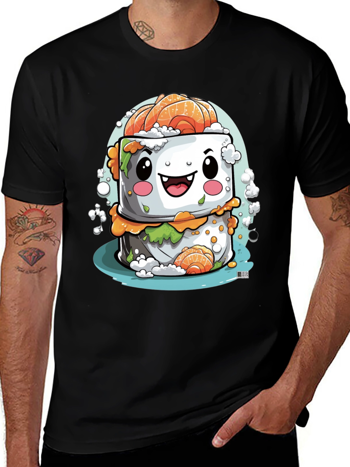 Variant 30 of Sushi Character Graphic T-Shirt - Cute Foodie Tee