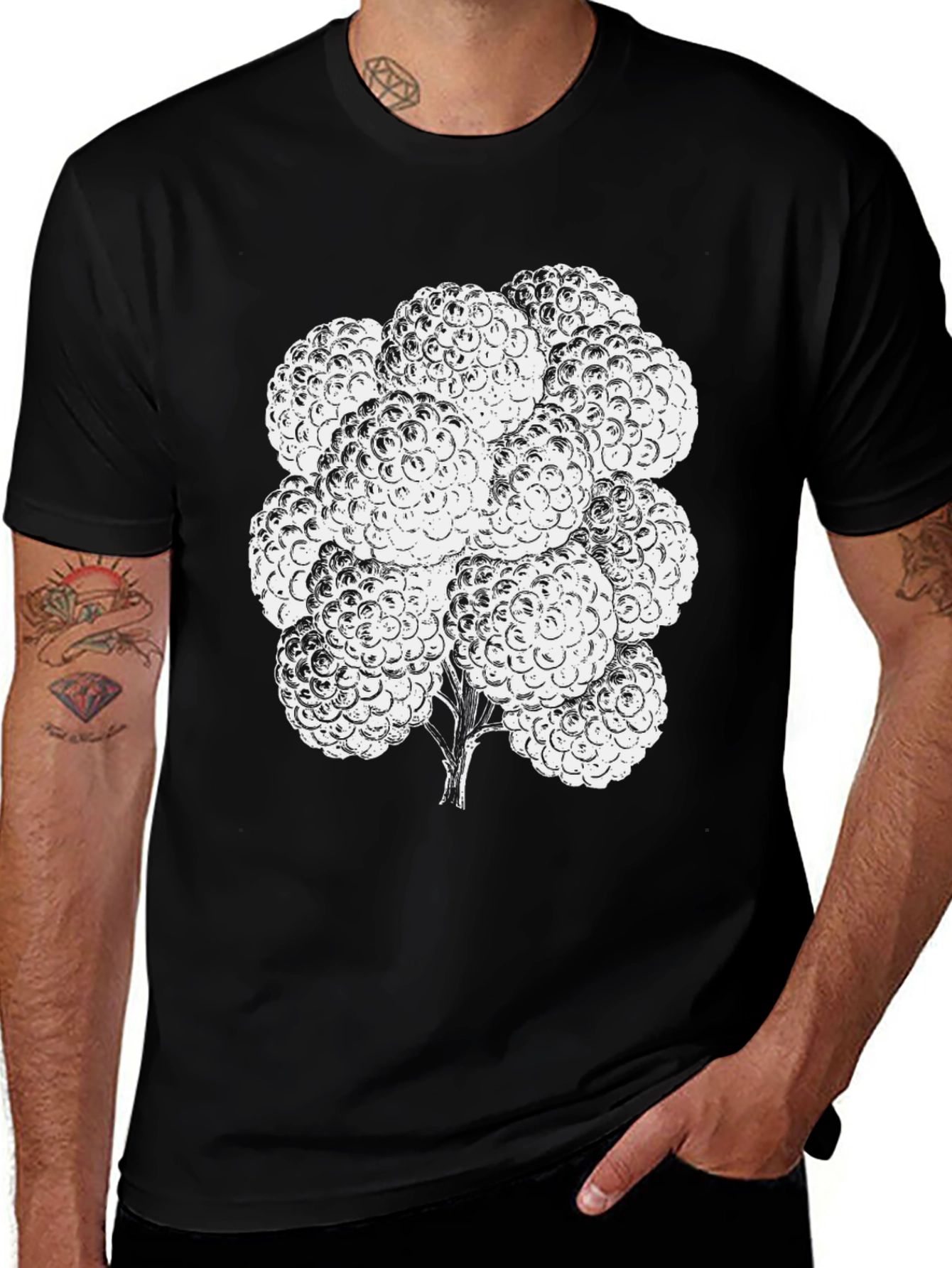 Variant 20 of Raspberry Graphic Tee - Black Cotton T-Shirt