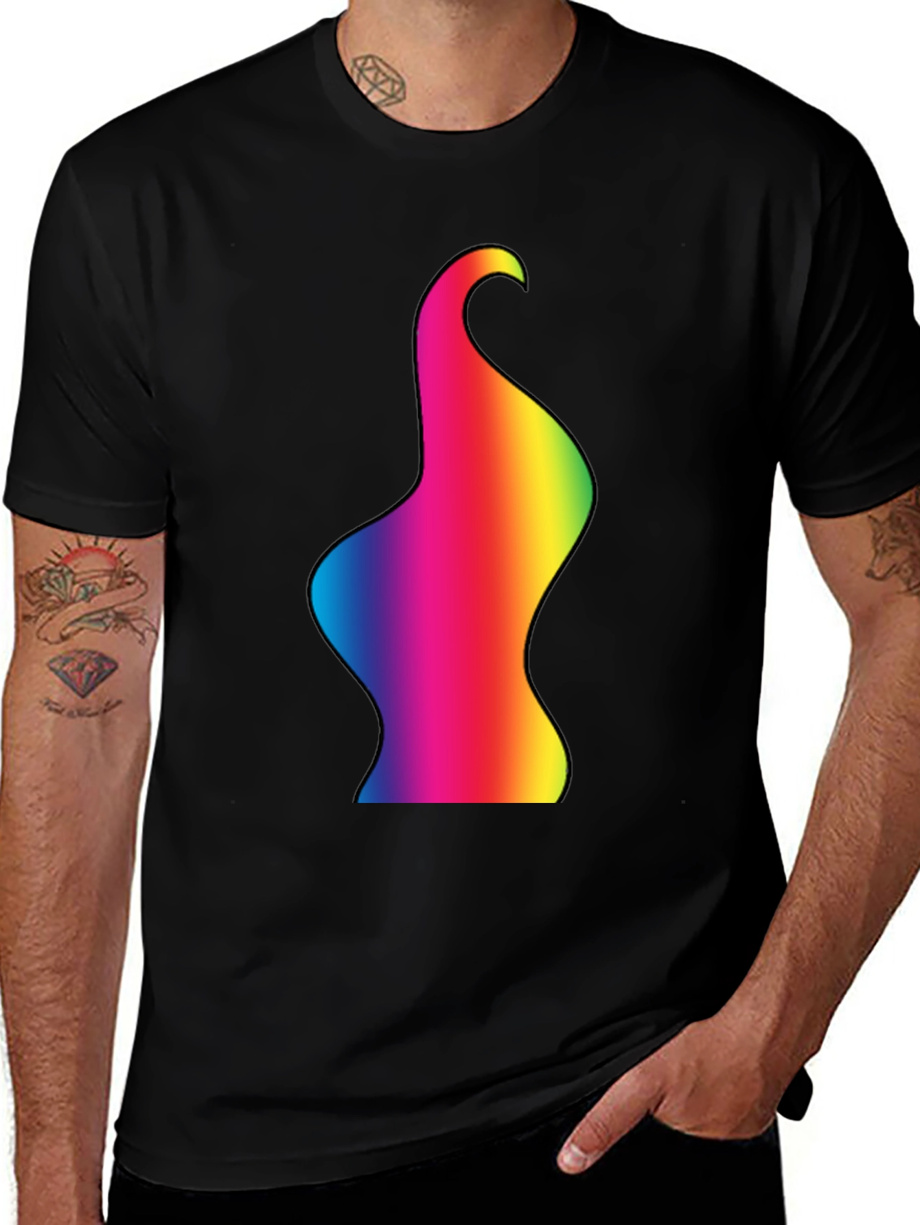Variant 11 of Rainbow Body Art Tee - Black Cotton Blend