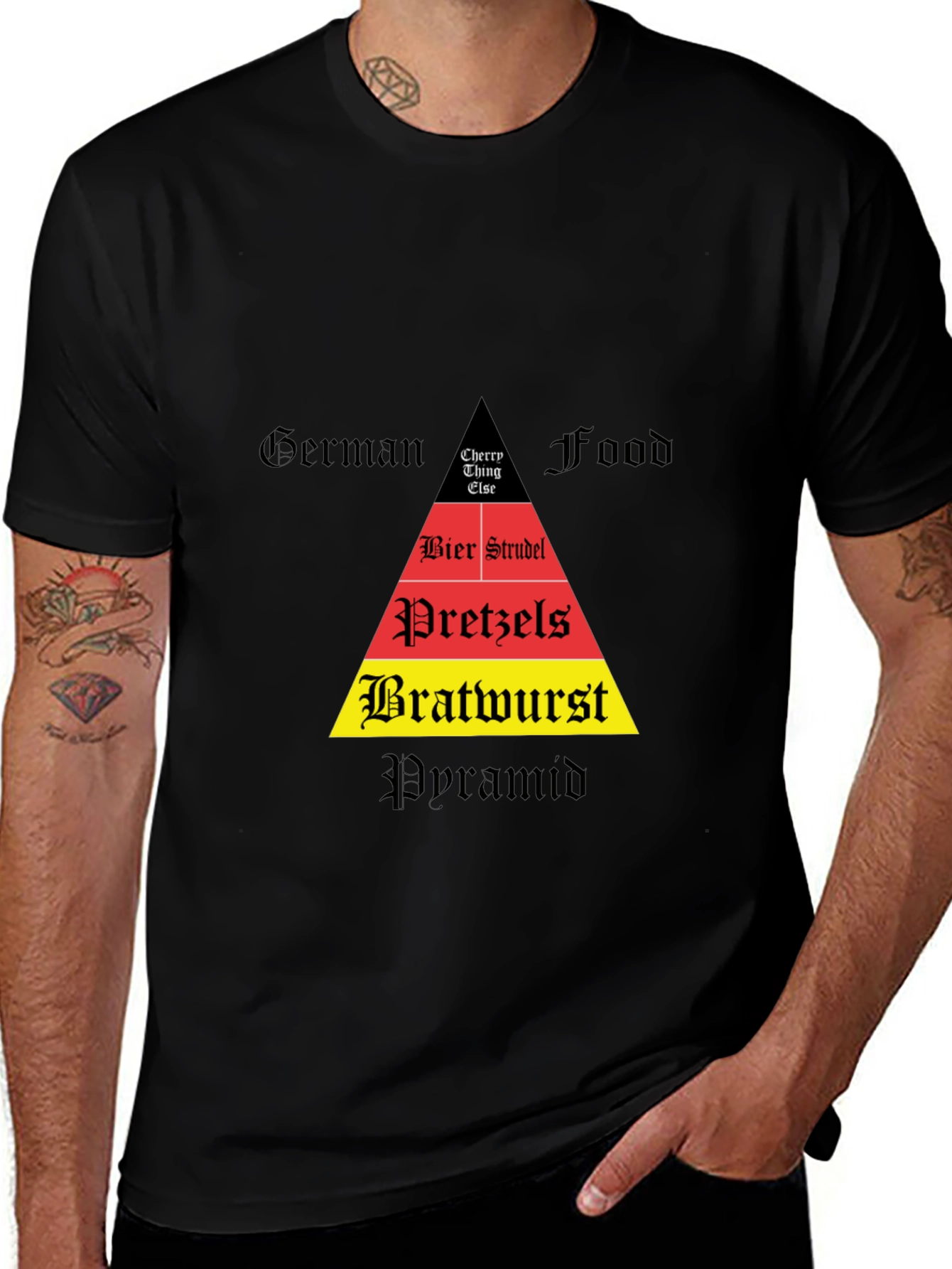 German Food Pyramid T-Shirt Bratwurst Pretzel Beer