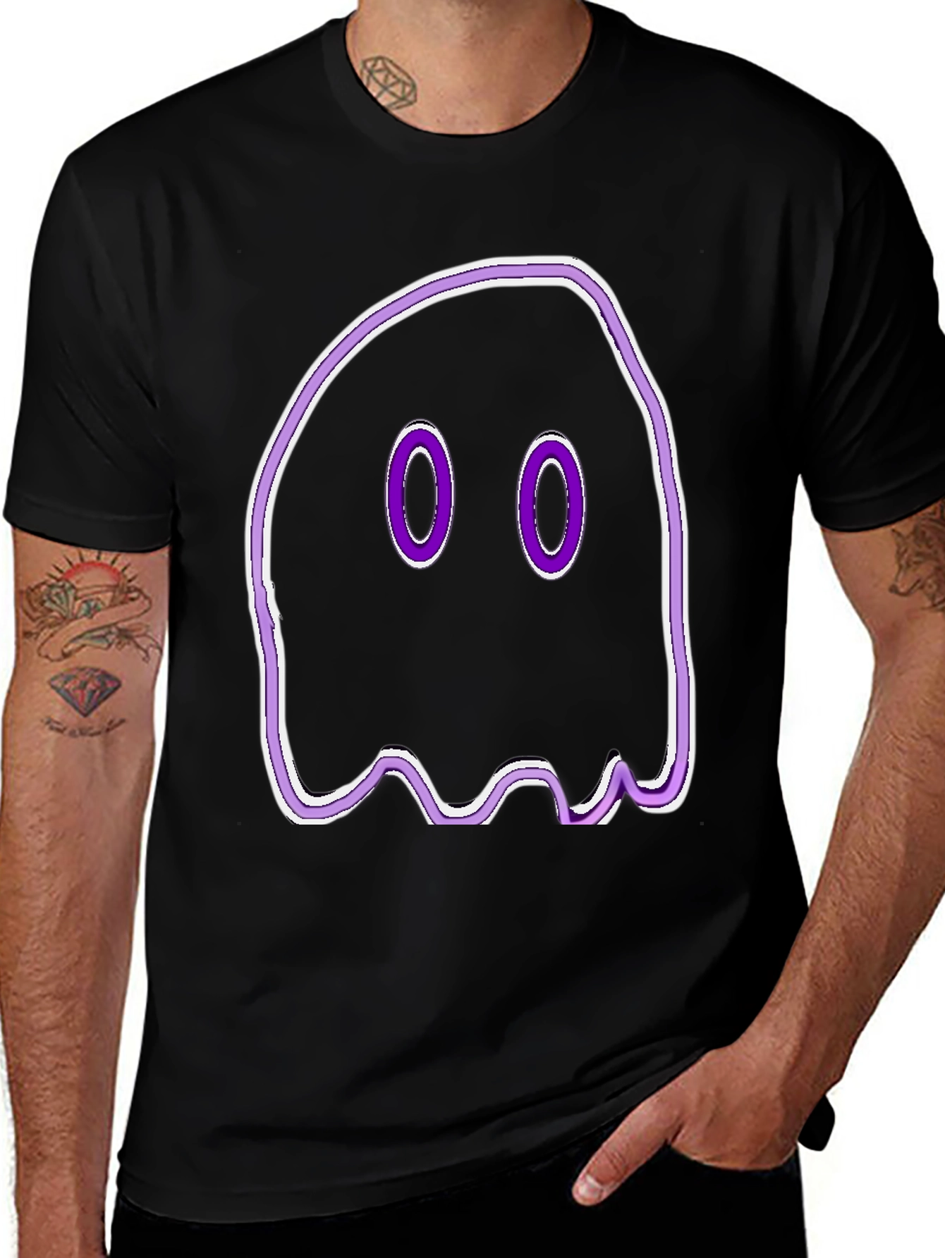 Variant 3 of Spooky Ghost Graphic Tee - Black Cotton T-Shirt