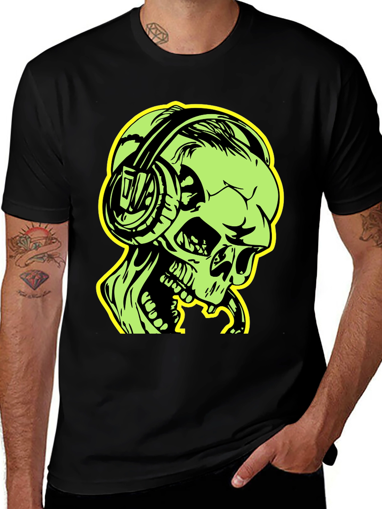 Variant 15 of Skull with Headphones Graphic T-Shirt