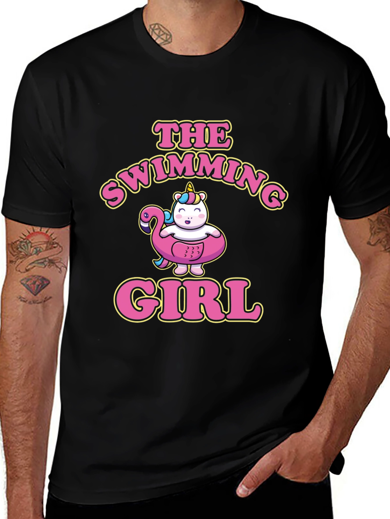 The Swimming Girl Black T-Shirt