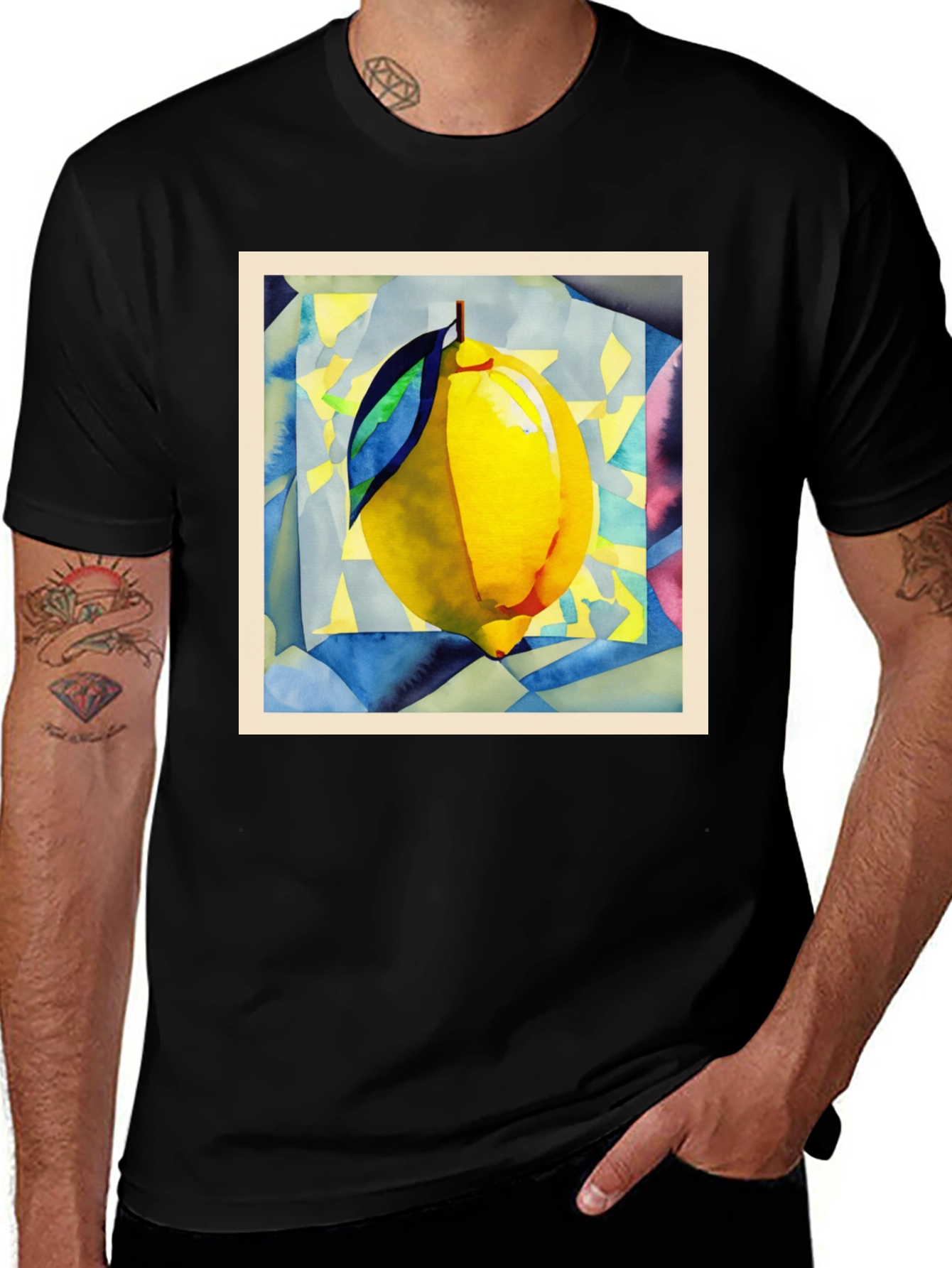 Variant 9 of Abstract Lemon Graphic Tee - Modern Art Shirt