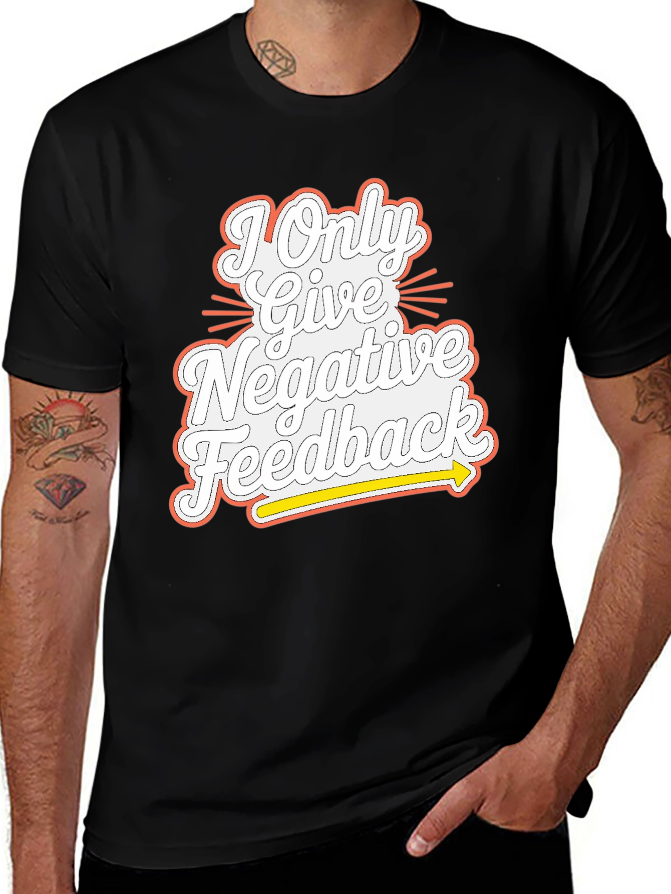 Black Negative Feedback Graphic Tee - Mens Funny T-Shirt main image