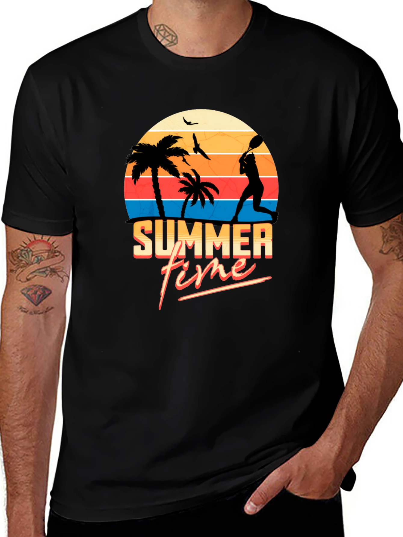 Variant 6 of Summer Time Black T-Shirt - Beach Vibes
