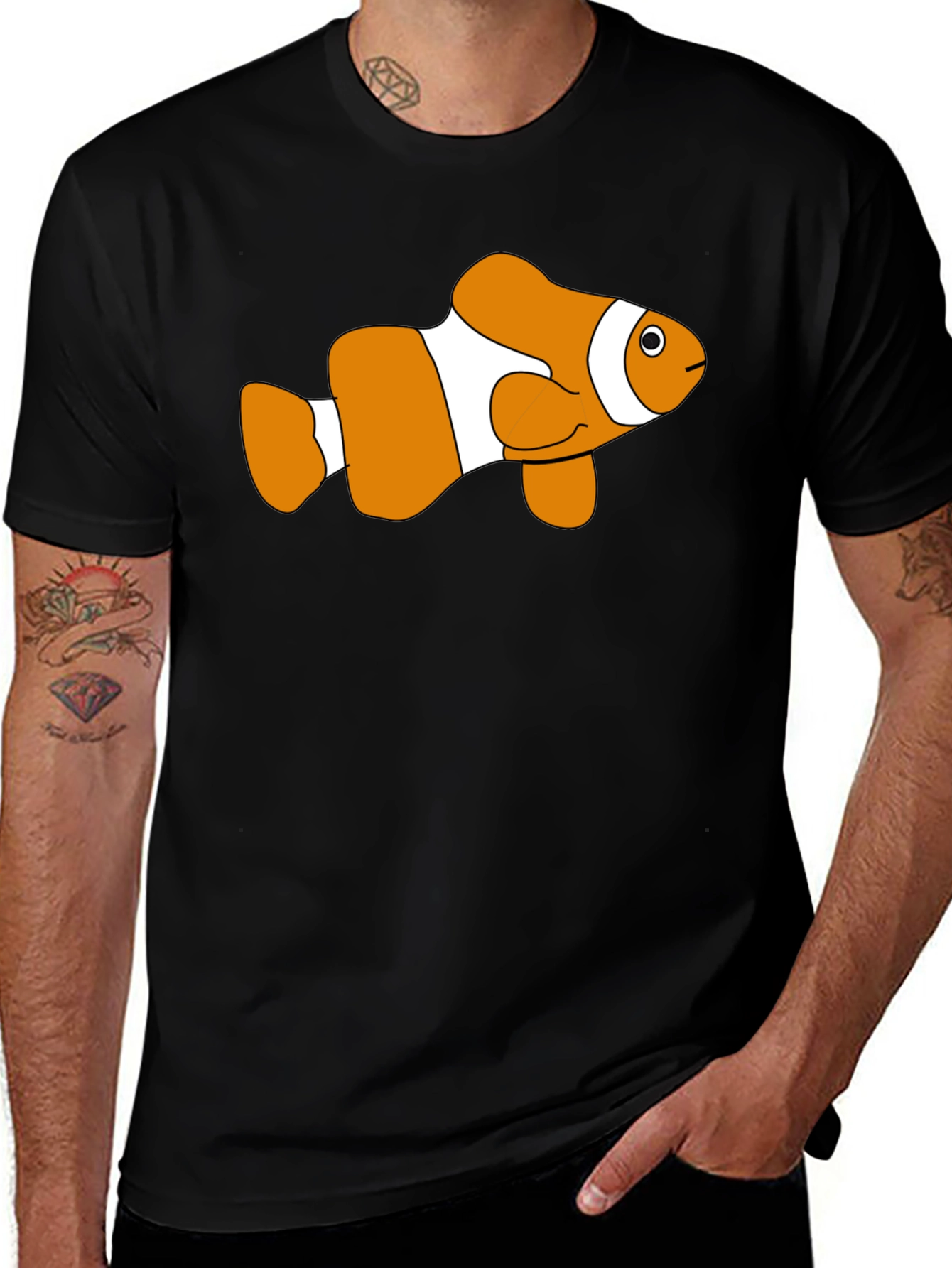 Variant 5 of Clownfish Graphic Tee - Black Cotton T-Shirt