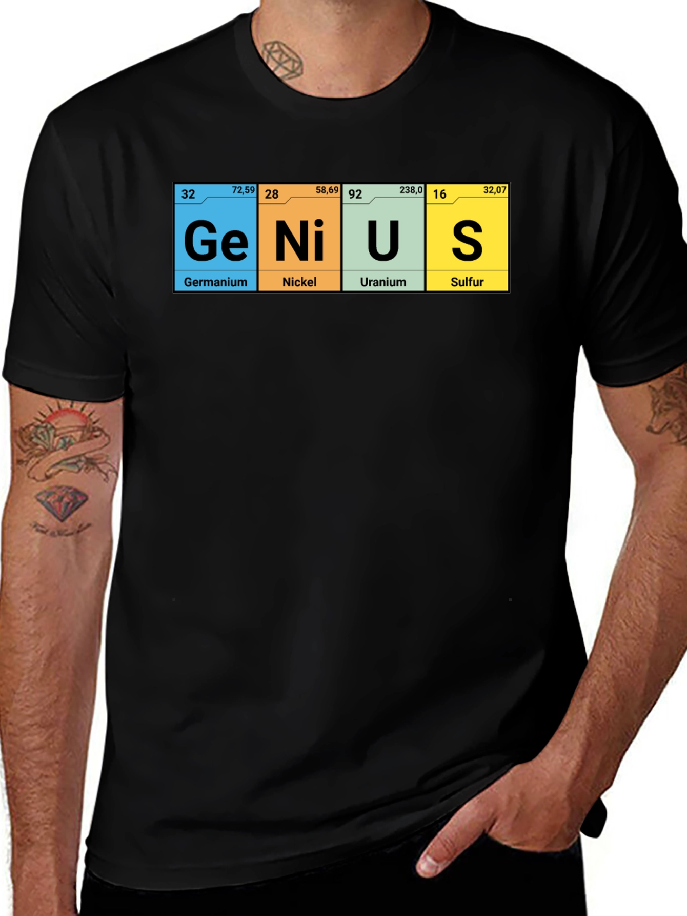 Variant 8 of Genius Periodic Table T-Shirt - Smart Chemistry Tee