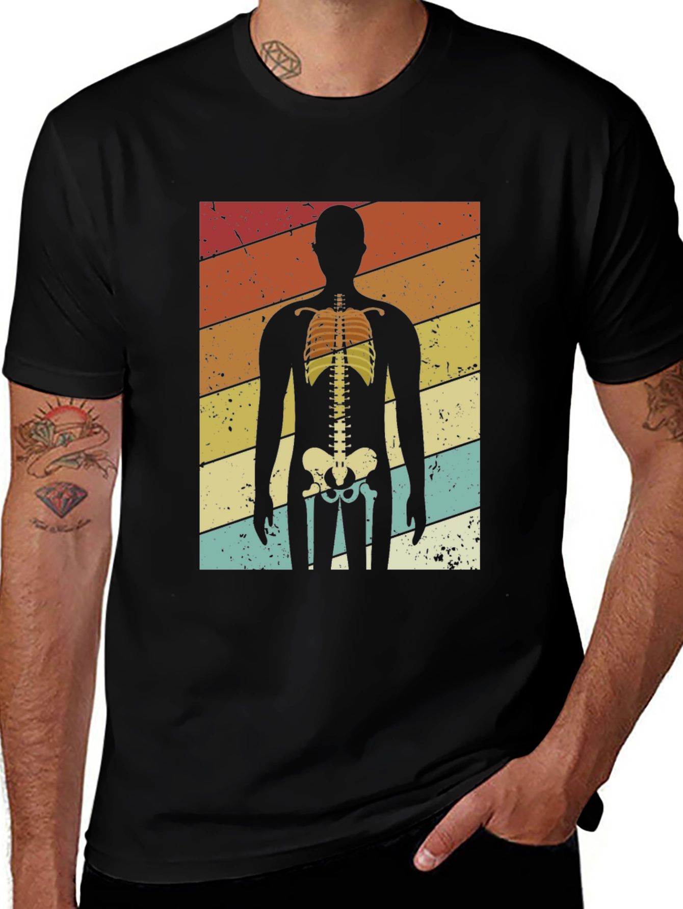 Variant 18 of Retro Skeleton Graphic Tee - Vintage Ribcage T-Shirt