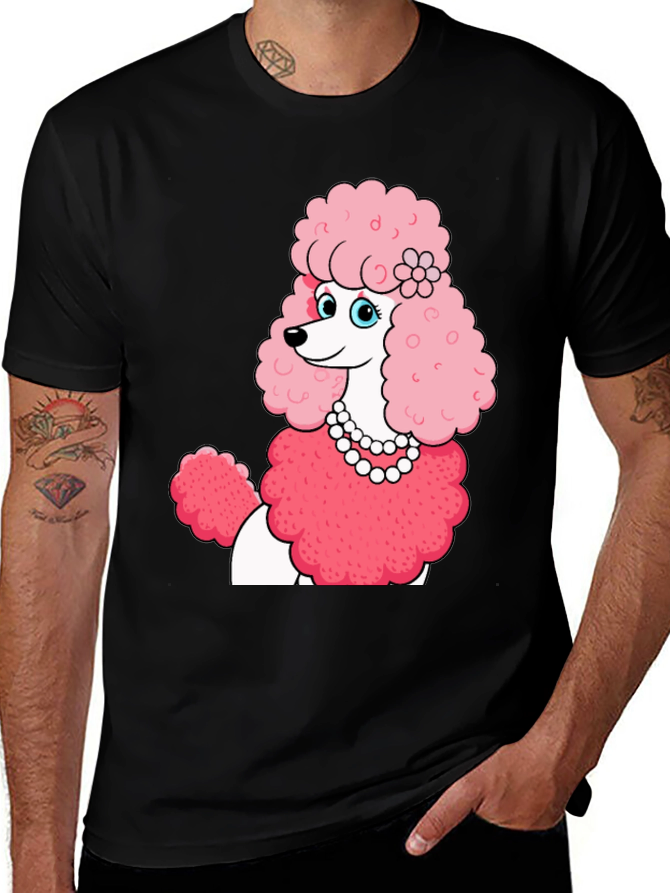 Variant 6 of Poodle T-Shirt: Cartoon Pink Dog Tee
