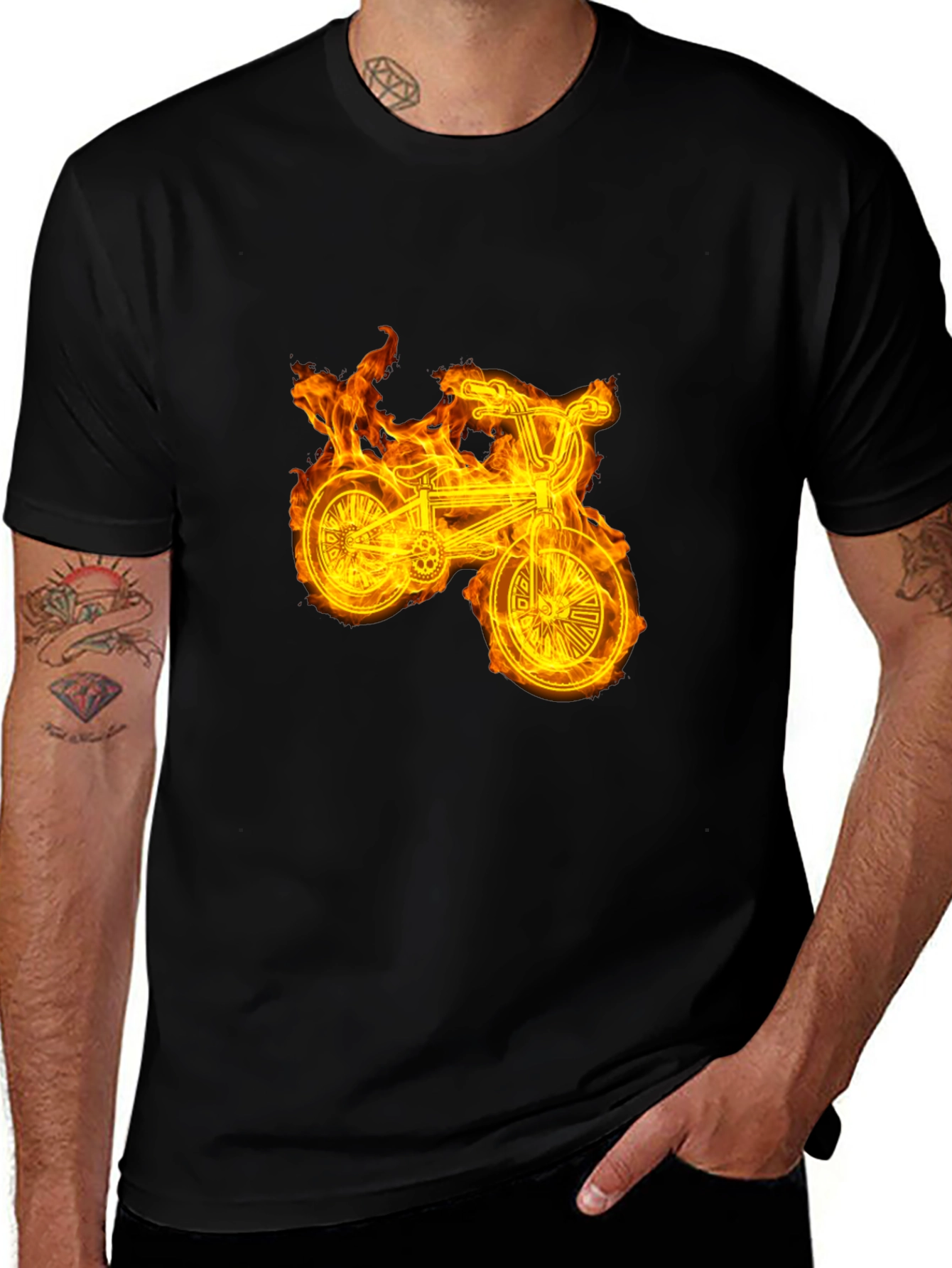 Variant 9 of Fiery Bike Graphic Tee - Cool Black T-Shirt