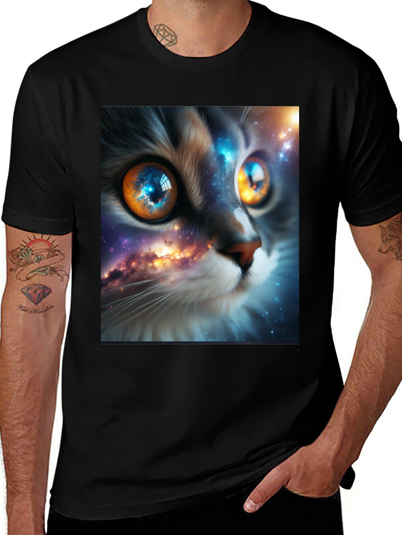 Variant 20 of Cosmic Cat Tee - Galaxy Eye Design
