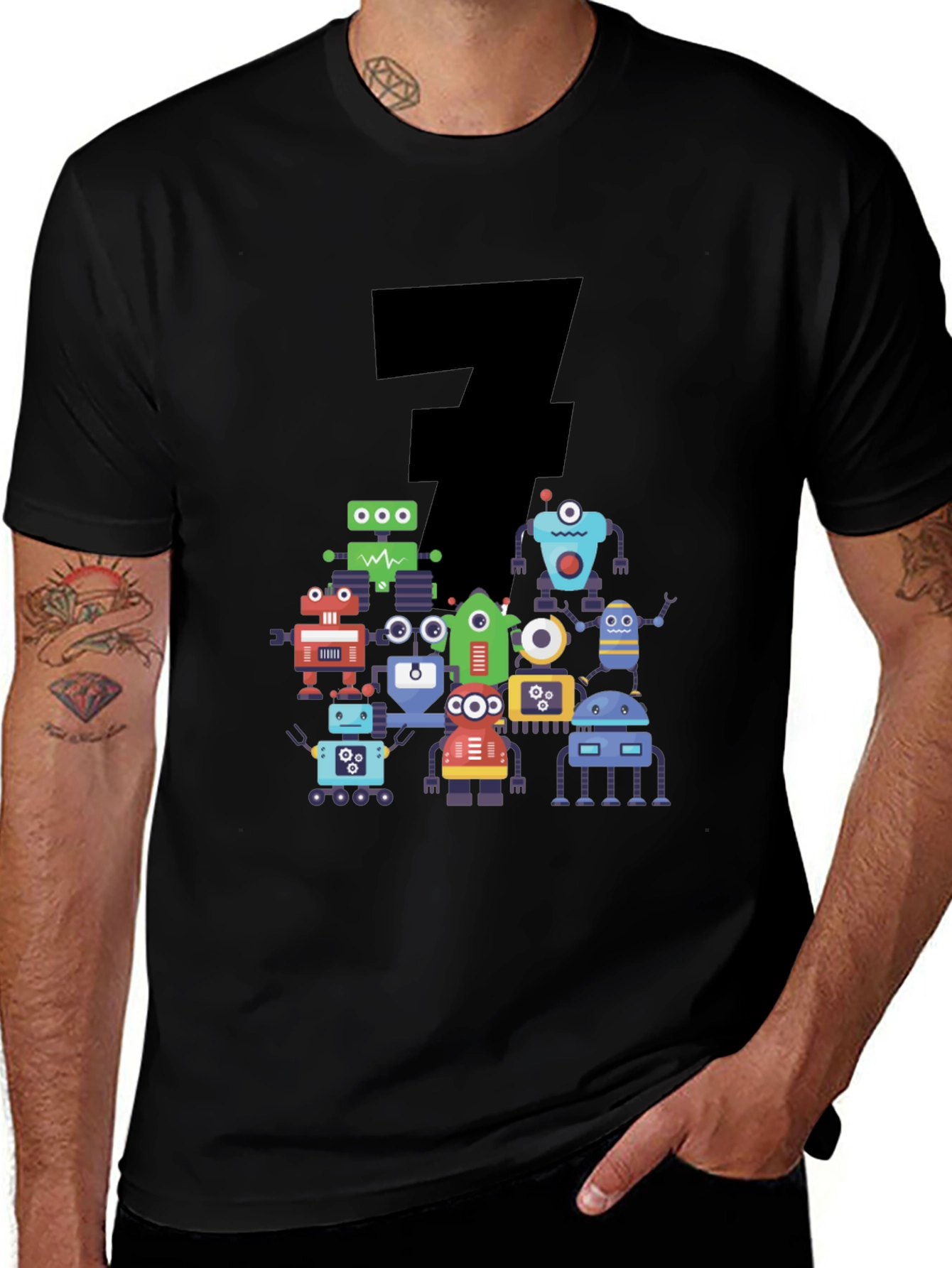 Variant 24 of Robot Birthday T-Shirt - Number Seven