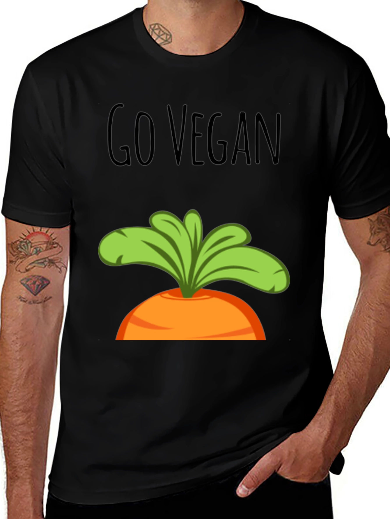 Variant 4 of Go Vegan Carrot Graphic Tee - Unisex