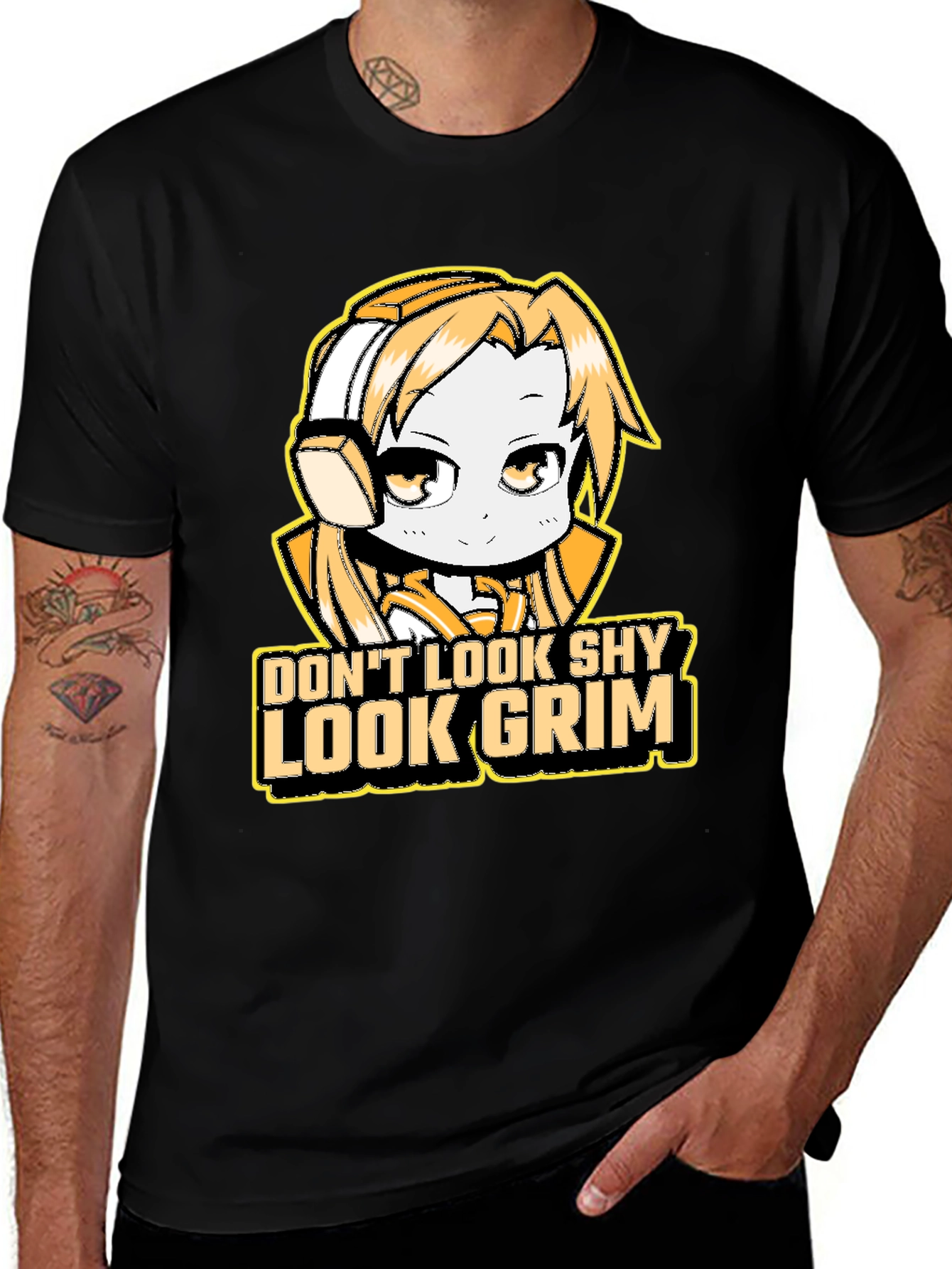 Black Don't Look Shy Look Grim Graphic T-Shirt main image