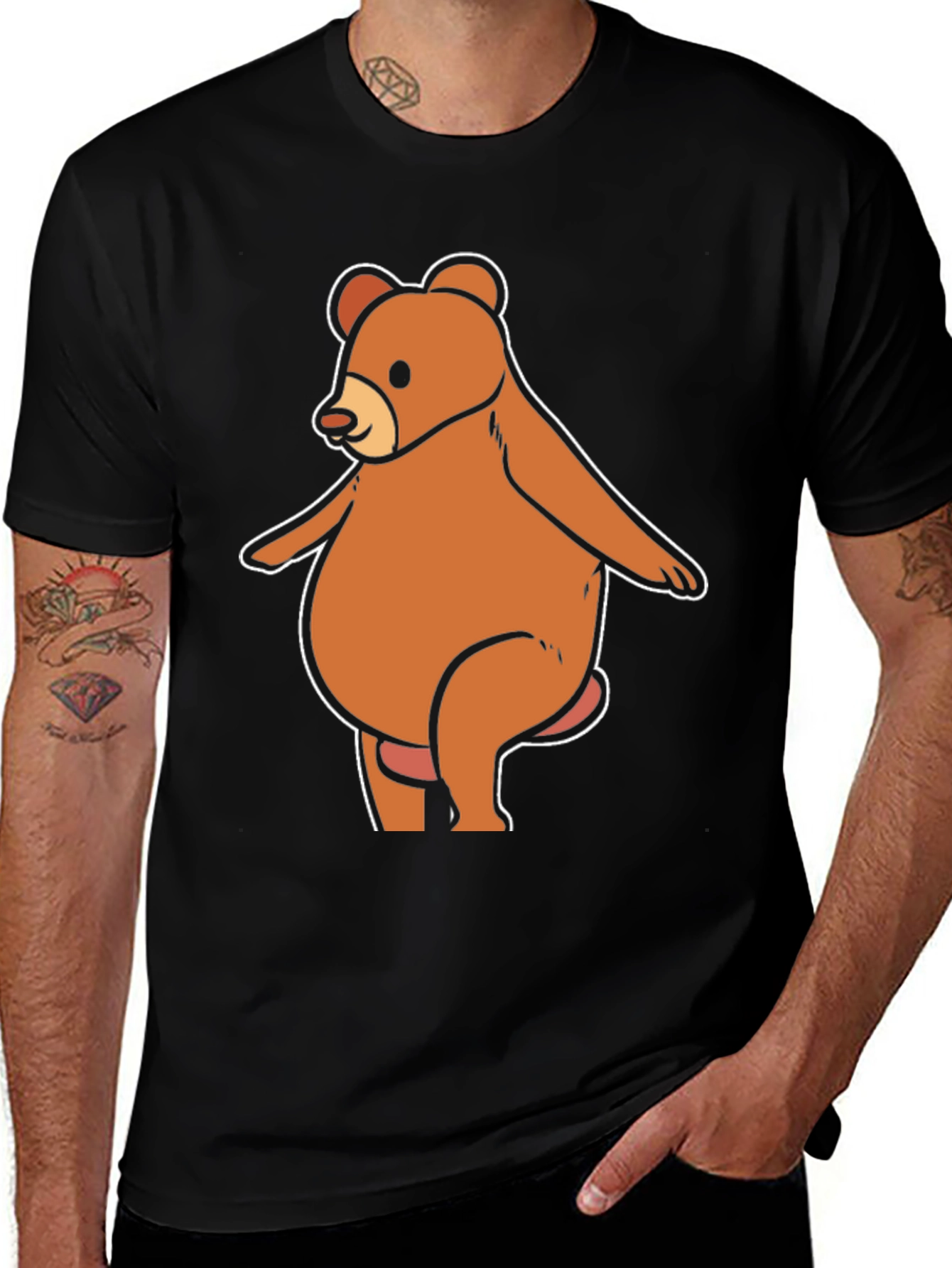 Variant 14 of Funny Bear Graphic T-Shirt - Casual Black Tee