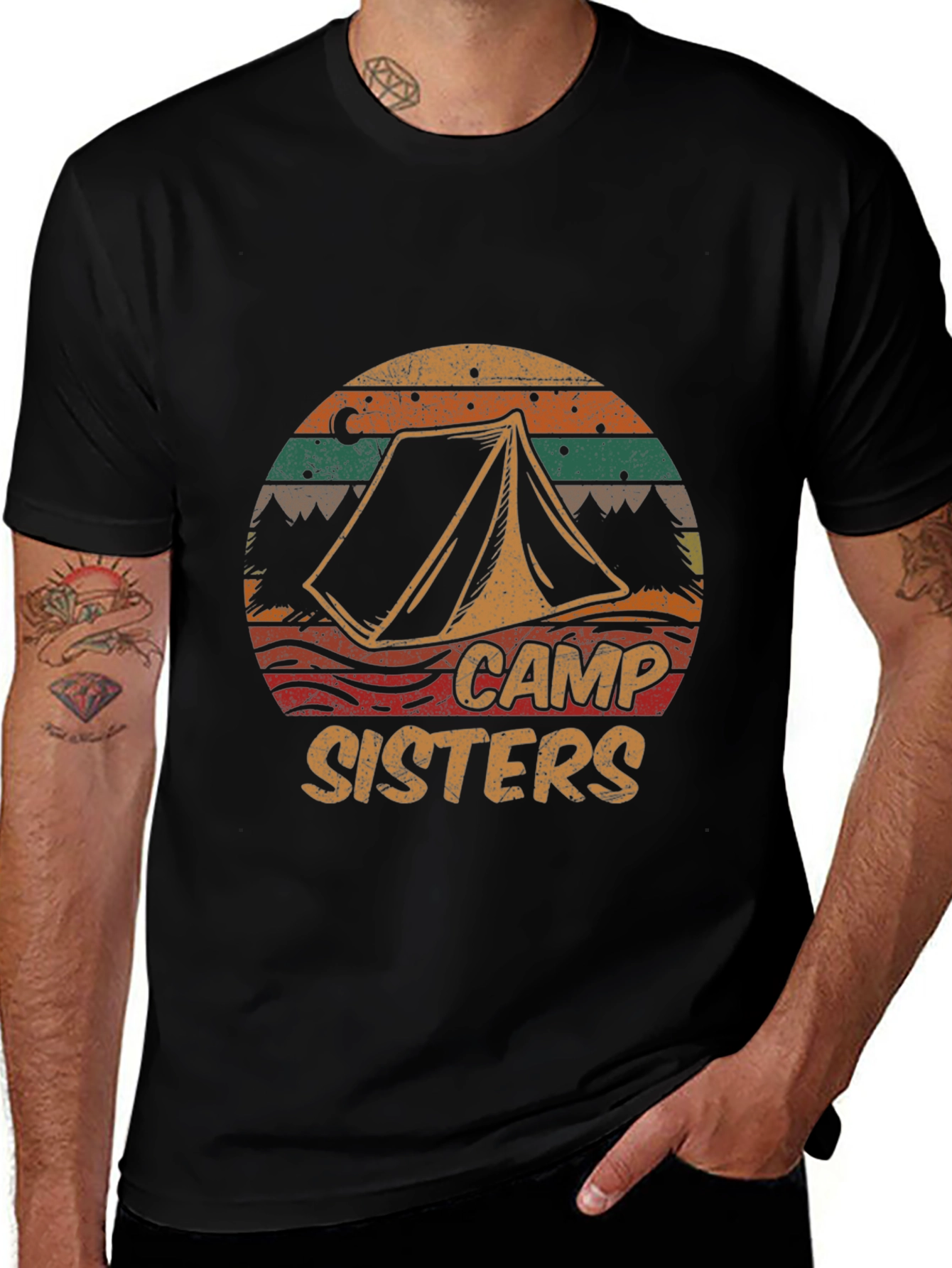 Camp Sisters Retro Camping Graphic Tee