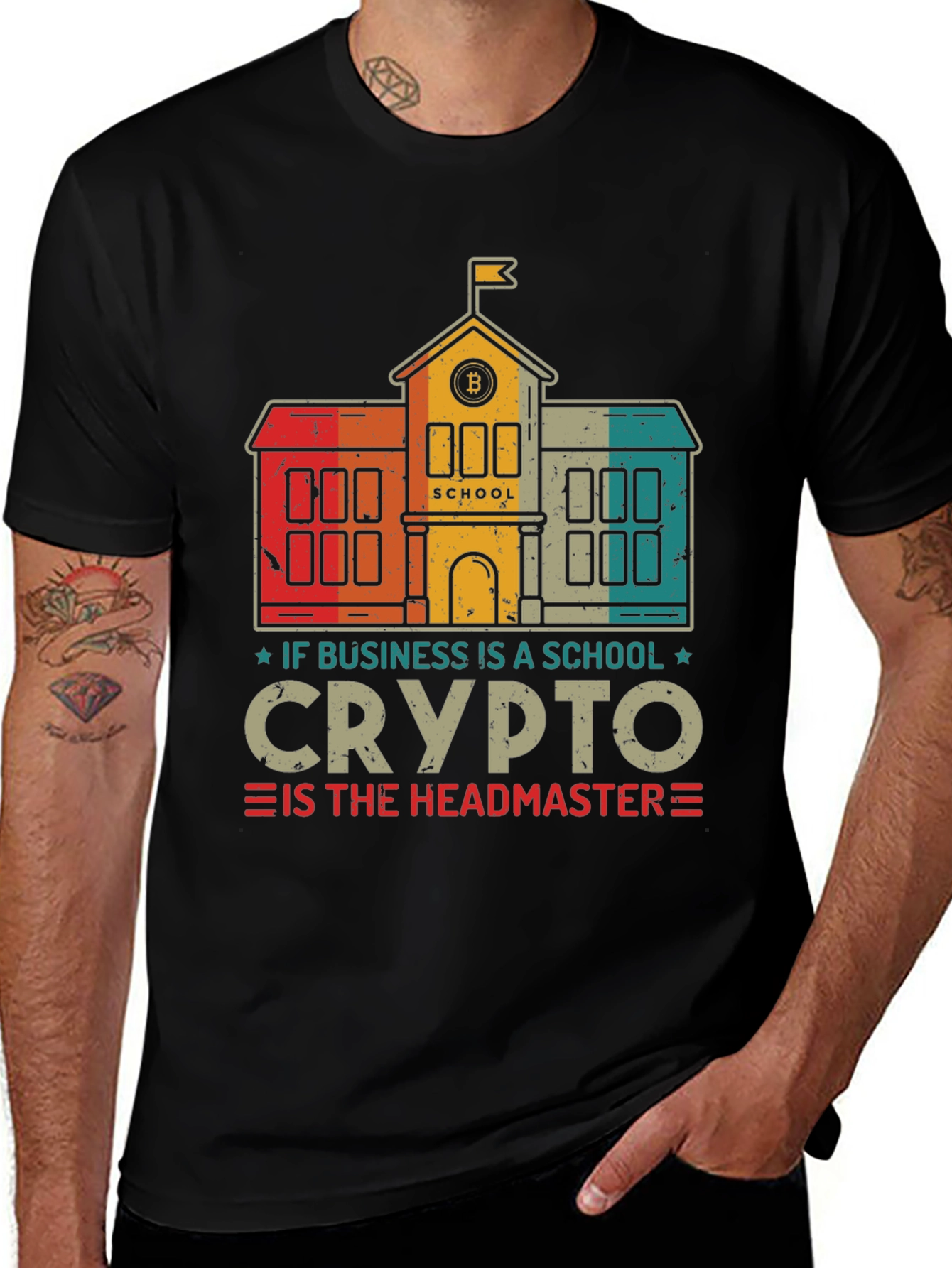 Variant 16 of Crypto Headmaster T-Shirt - Business School Bitcoin
