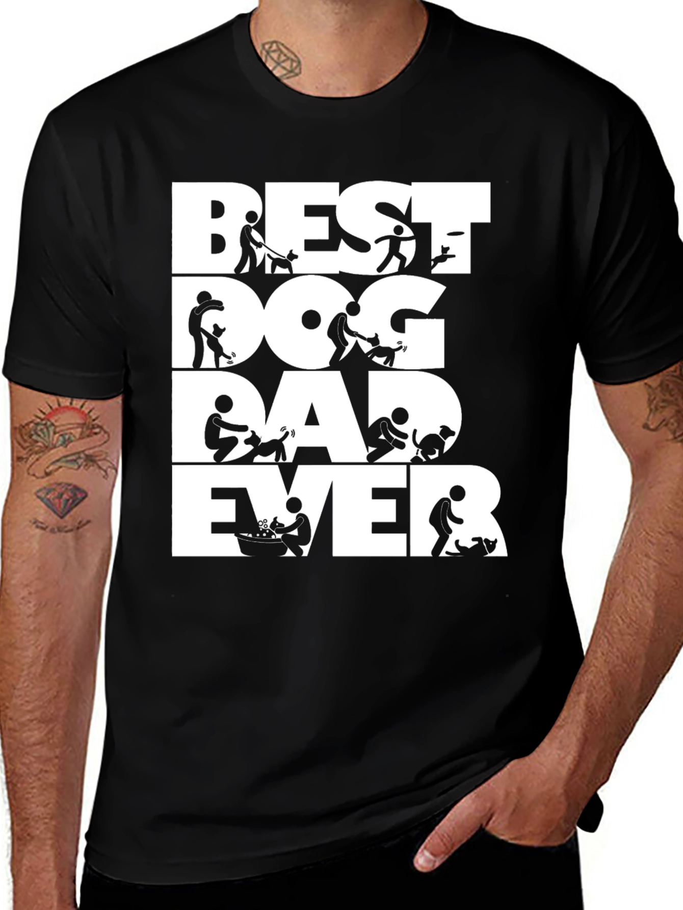 Variant 28 of Best Dog Dad Ever Black Graphic T-Shirt