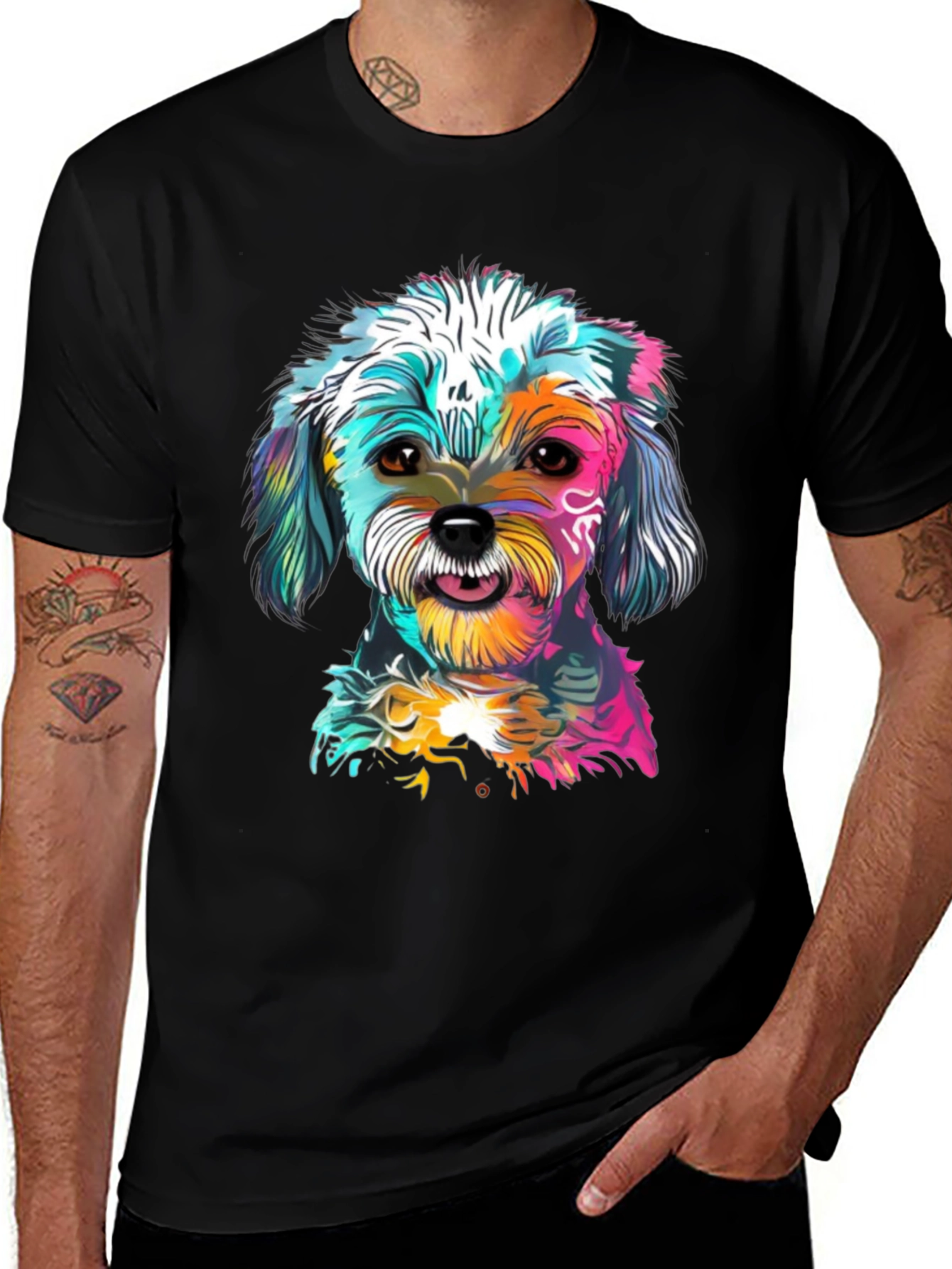 Variant 27 of Dog Graphic Tee - Colorful Artistic Puppy Shirt