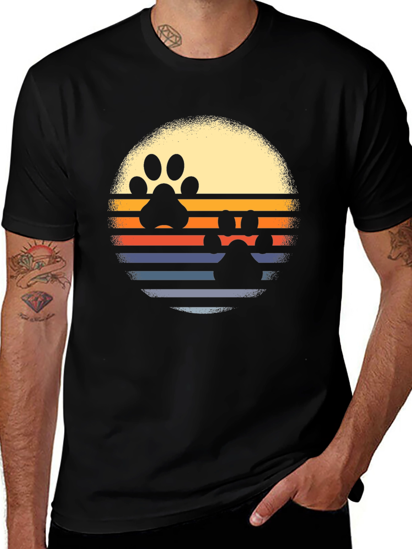 Variant 21 of Retro Paw Print Sunset T-Shirt
