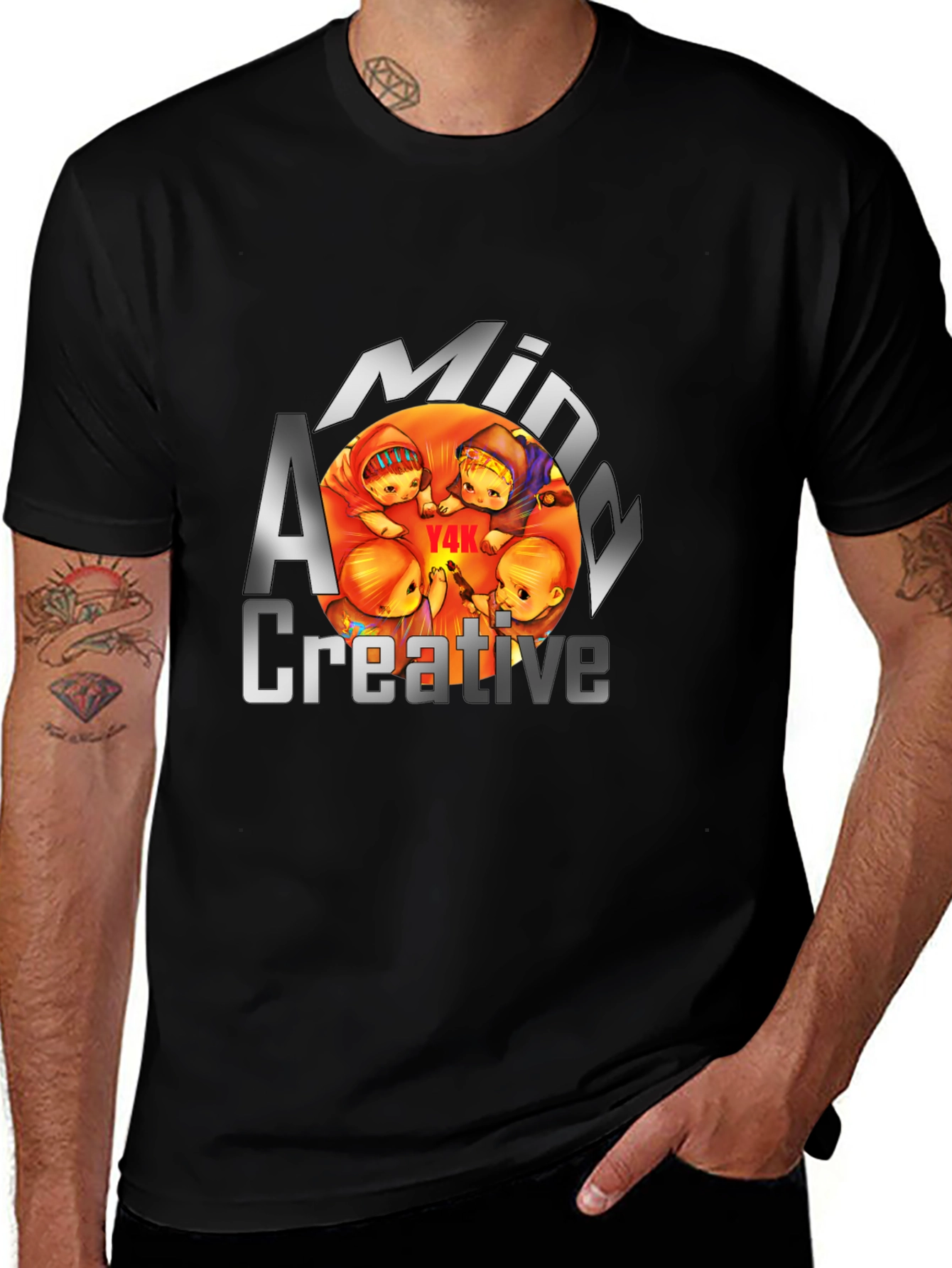 Variant 13 of Mind Creative Graphic Tee - Black Cotton Shirt