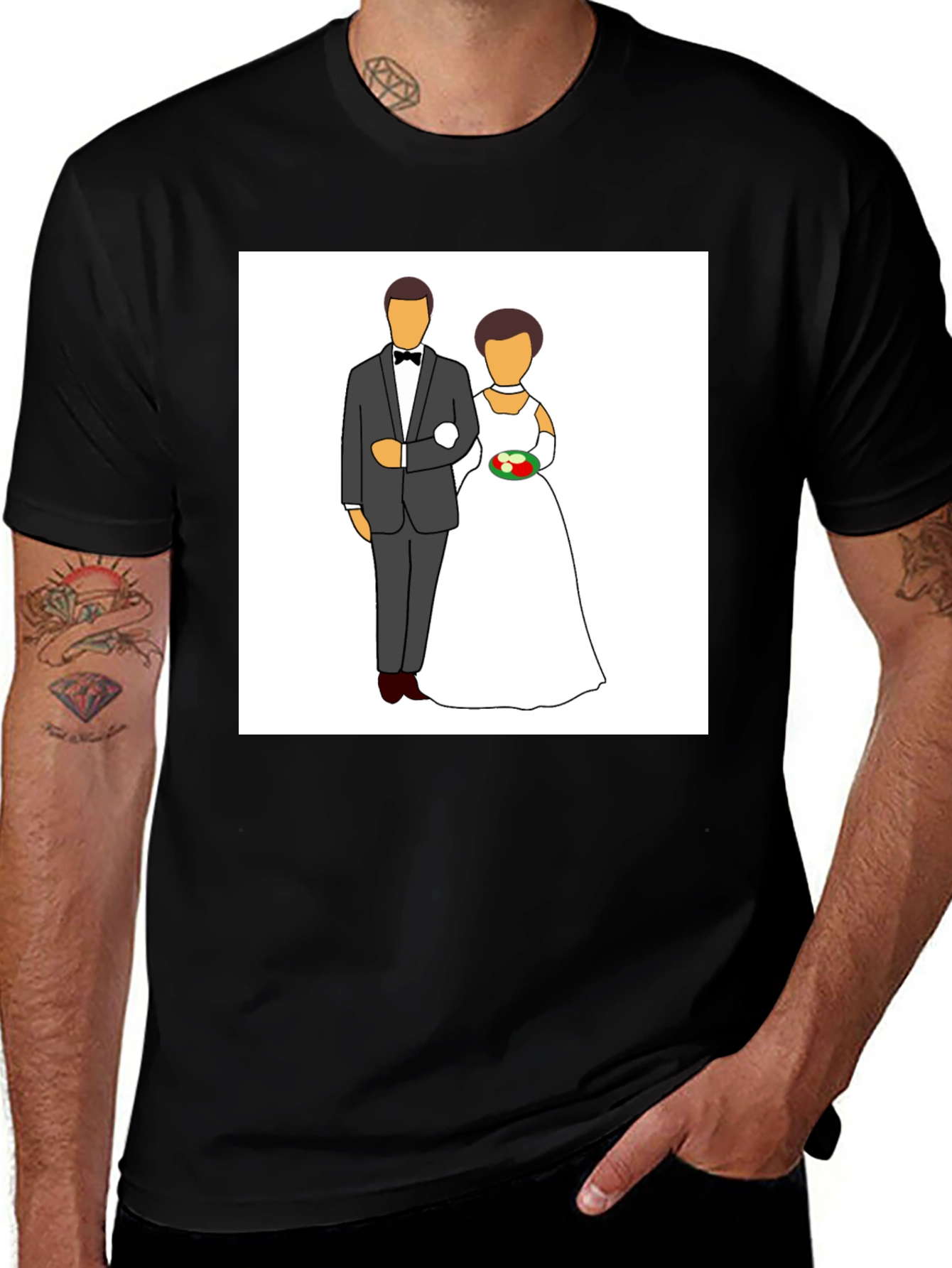 Variant 6 of Wedding Couple Graphic Tee - Black