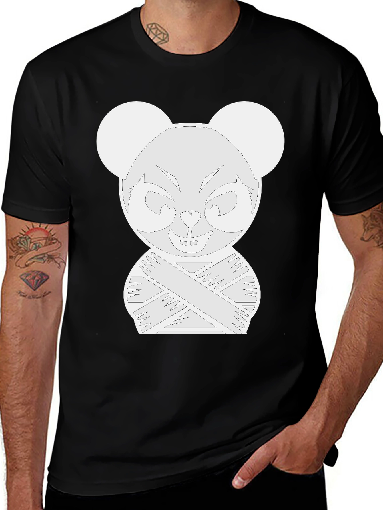 Variant 4 of Cool Cartoon Mouse Tee - Black Cotton Blend