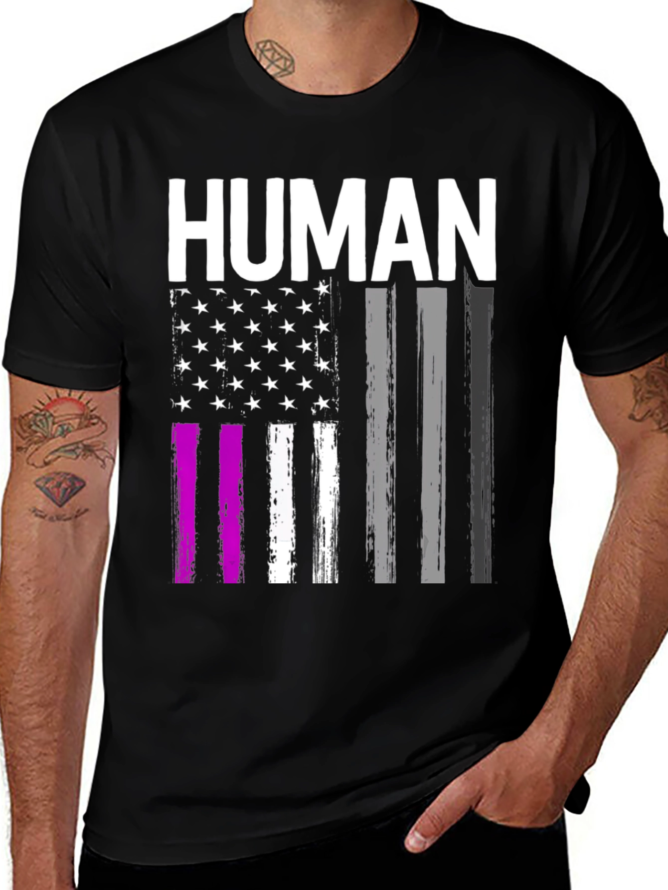 Variant 23 of Human American Flag Pride Graphic Tee