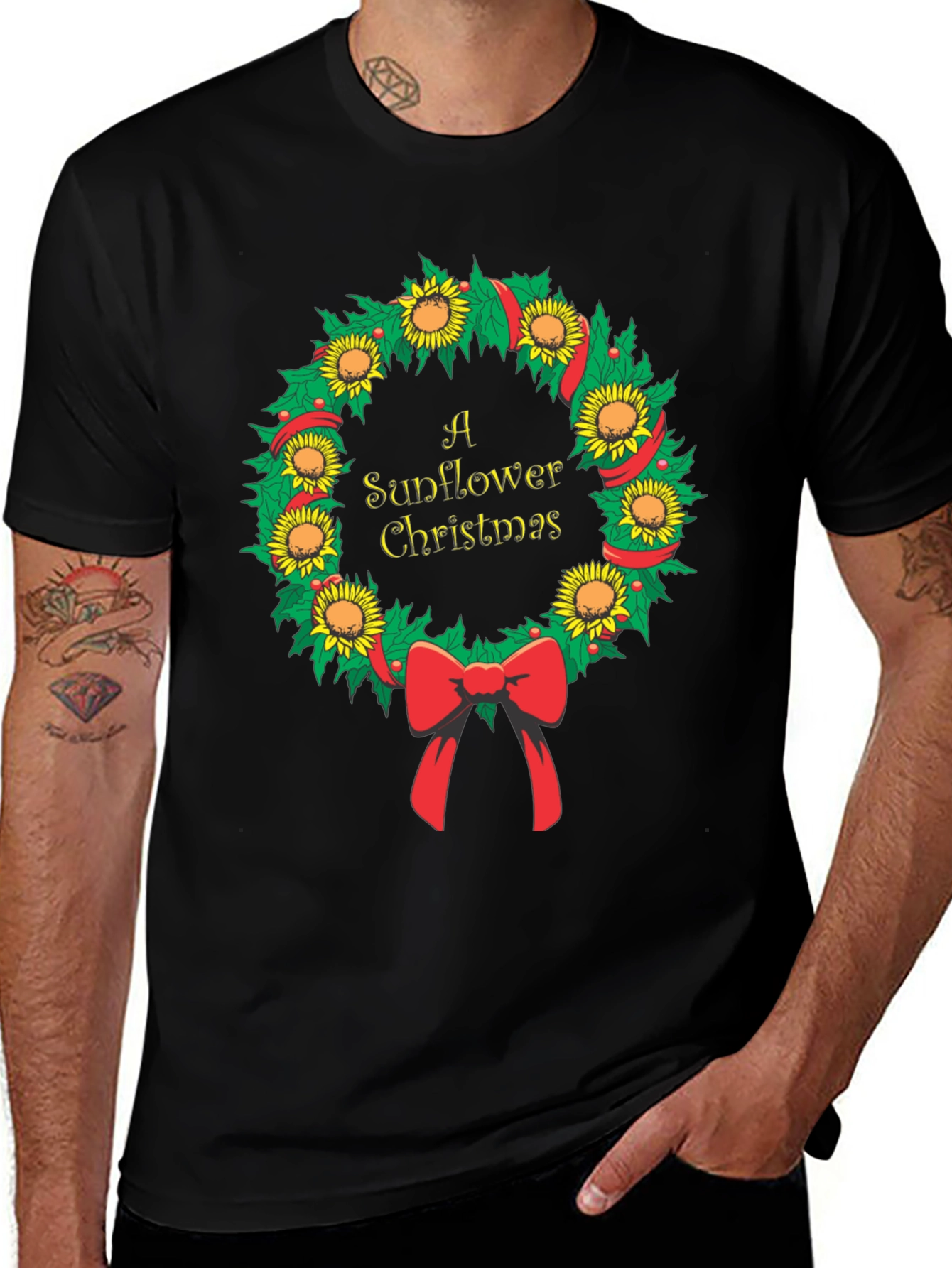 Variant 29 of Sunflower Christmas Wreath Graphic Tee